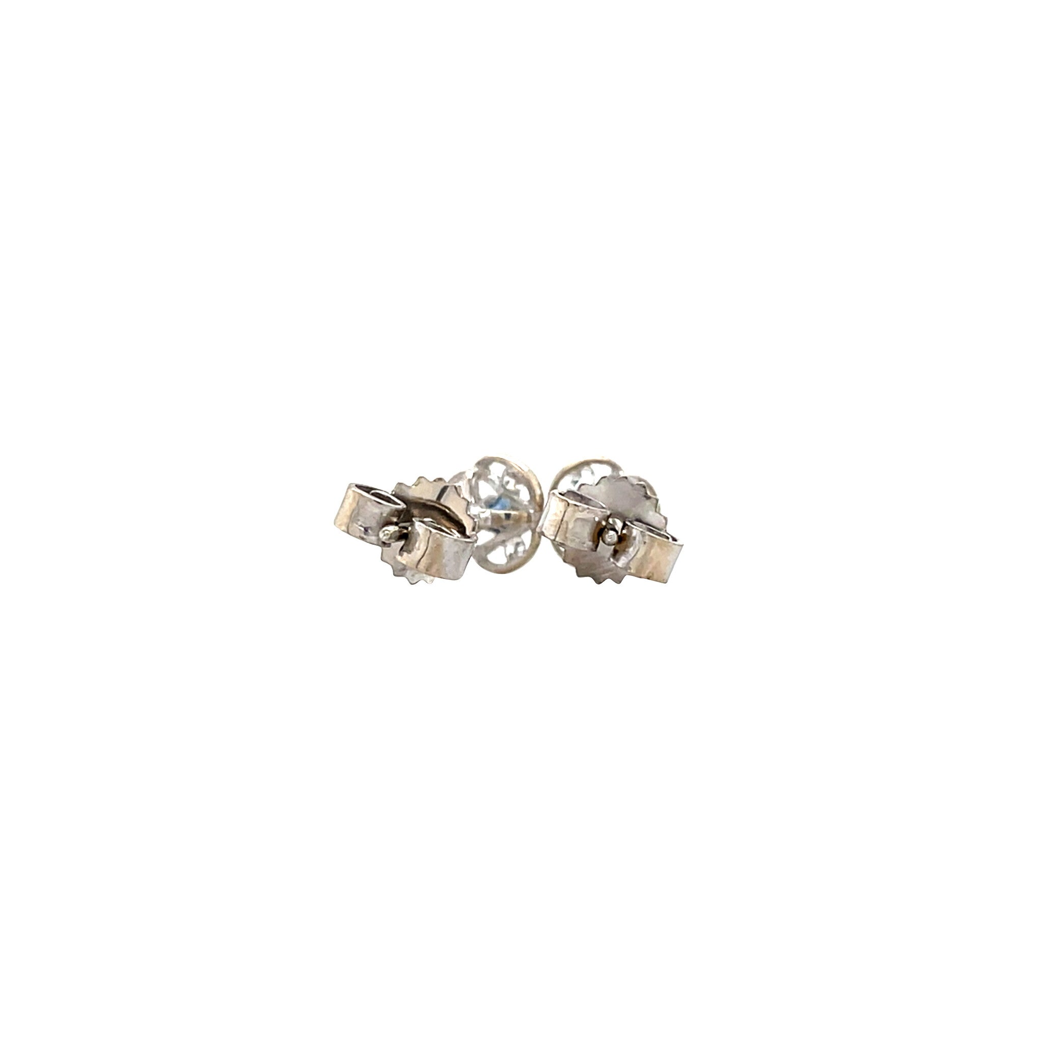 Witgouden vintage oorstekers met saffier en diamant 14 krt
