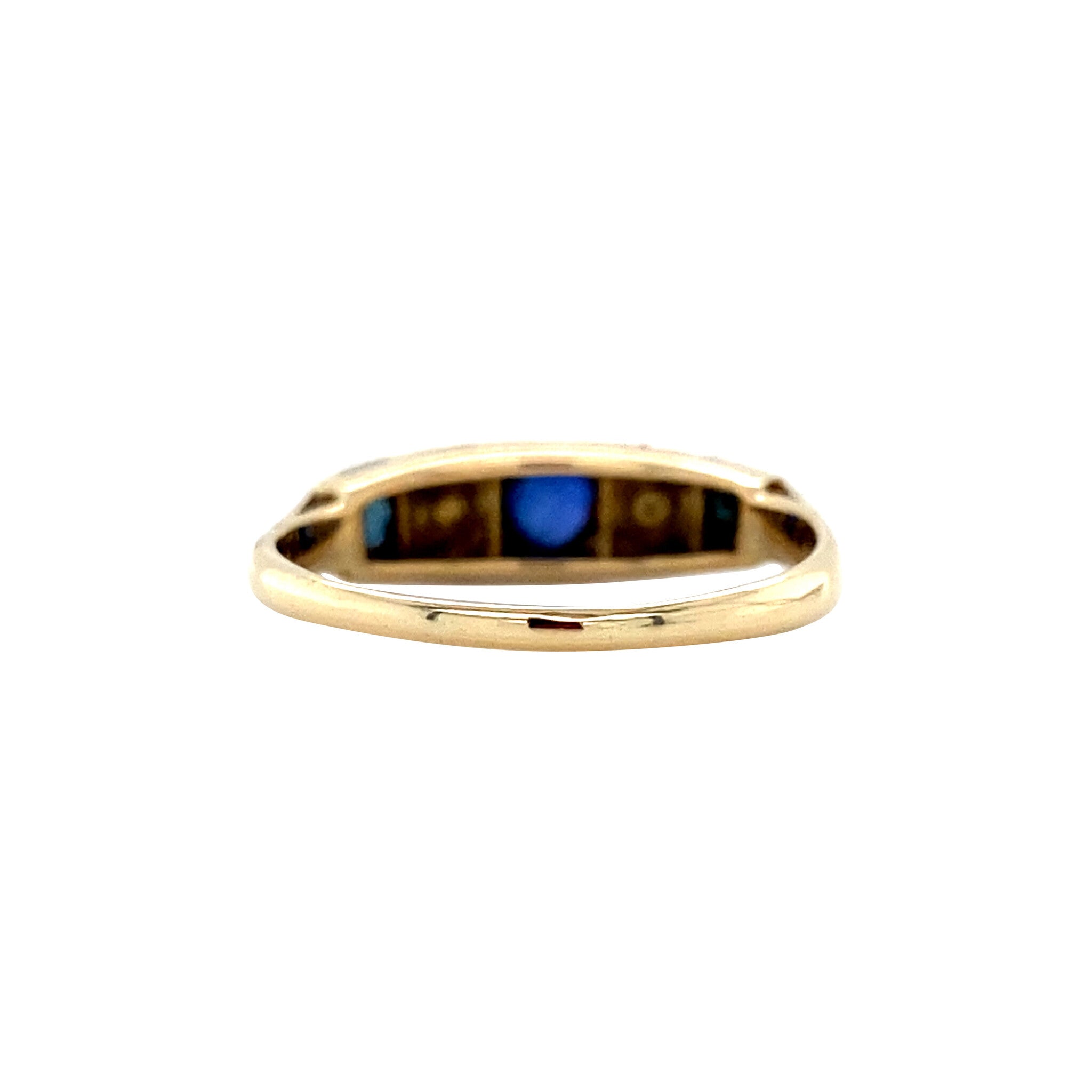 Vintage gold ring with sapphire and rose-cut diamond, 14 kt
