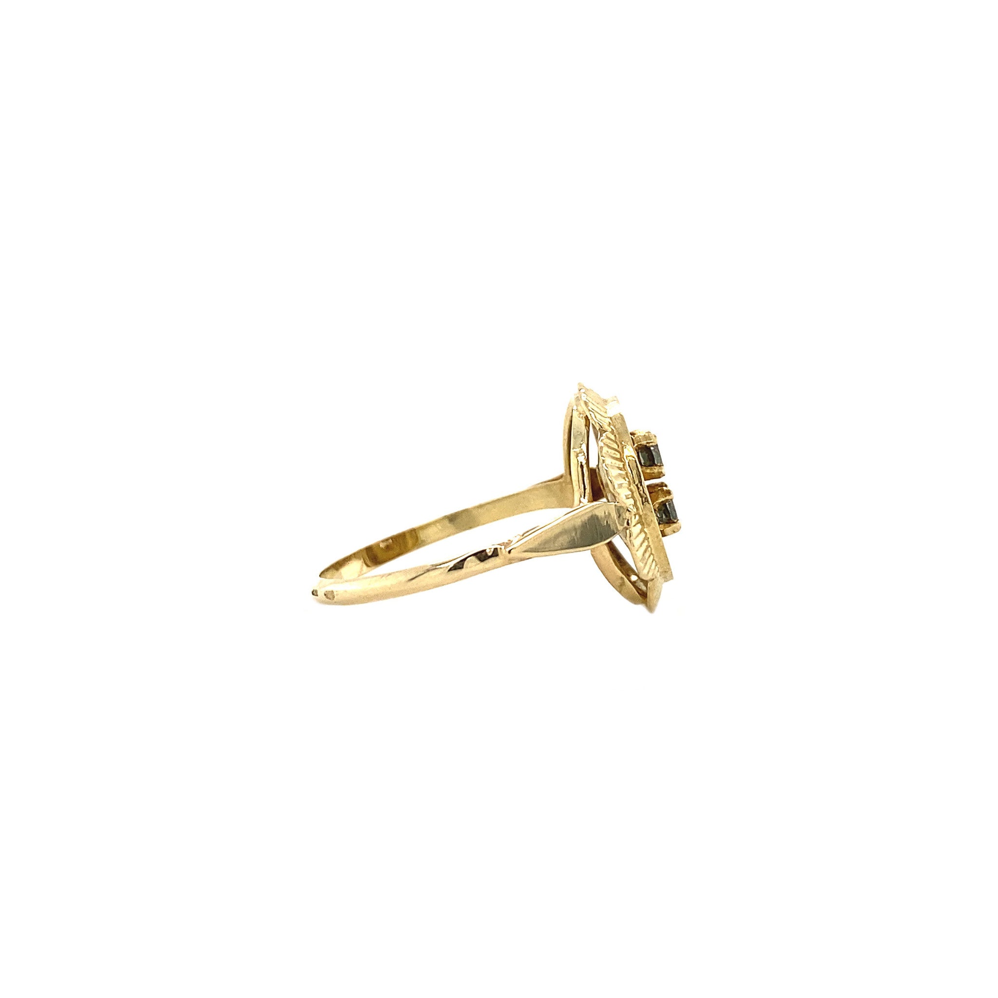 Gouden ring met blauwe spinel 14 krt