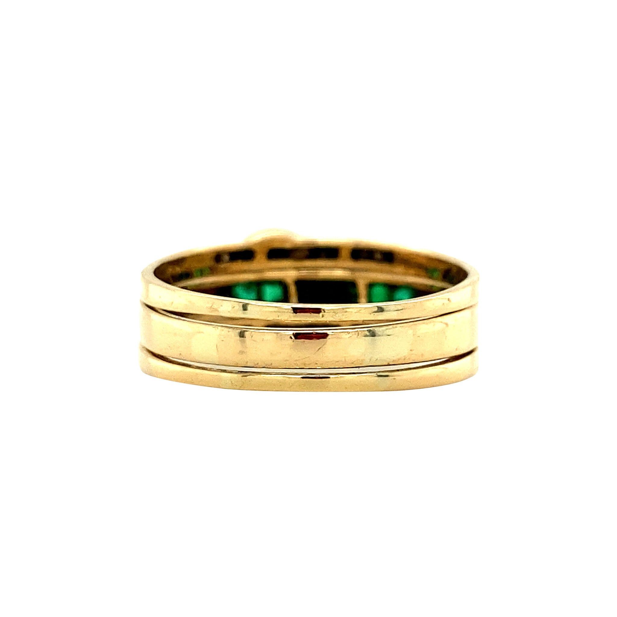Gold ring with emerald and diamond 18 kt