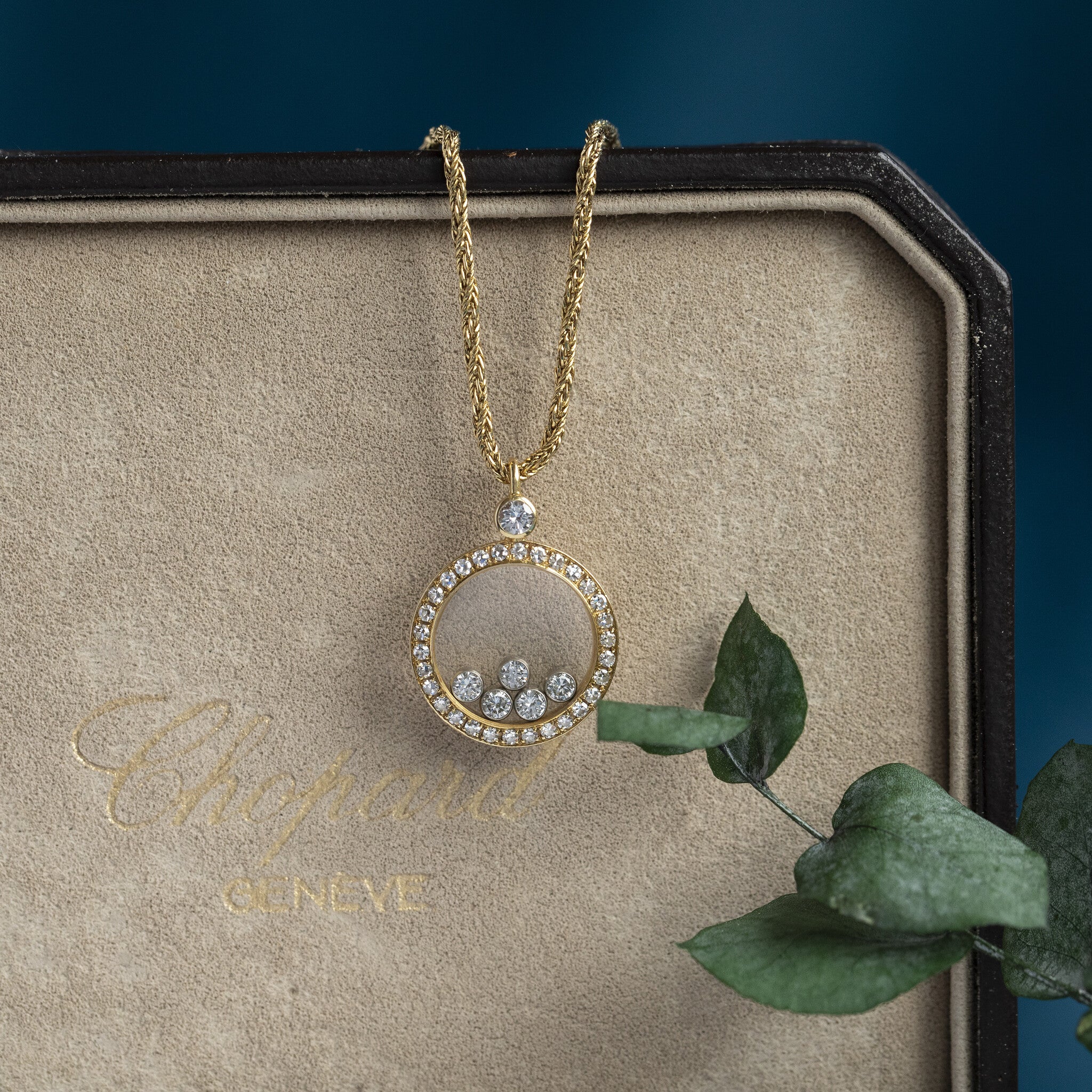 Gouden collier Chopard met Happy Diamonds hanger 43 cm 18 krt