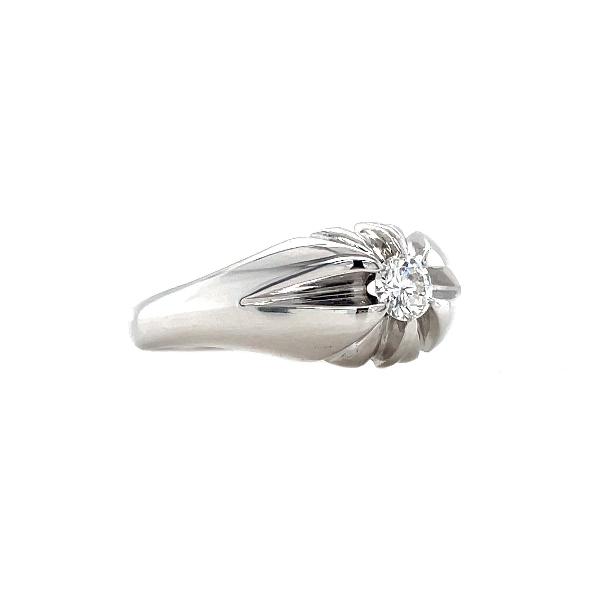 Witgouden vintage ring met diamant 14 krt