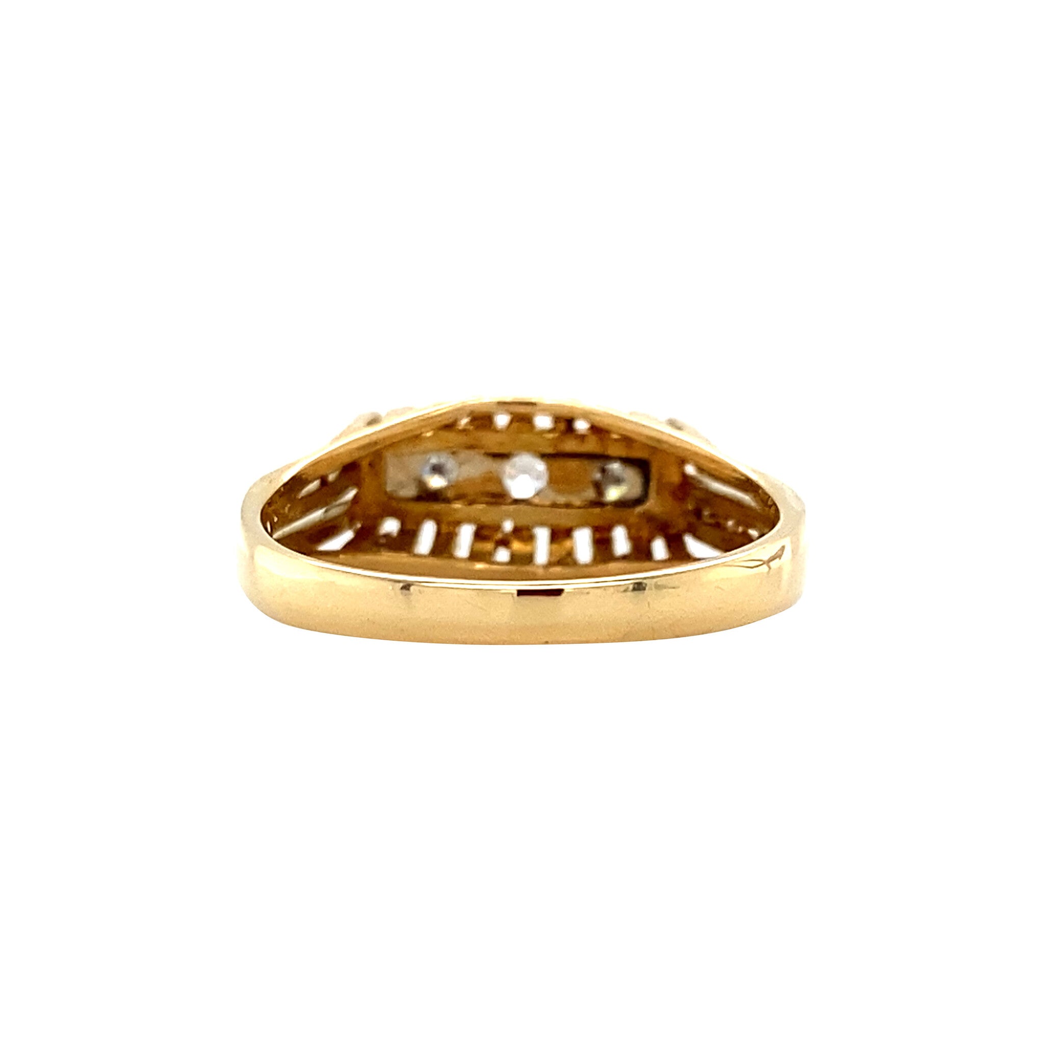 Vintage 18 kt gold row ring with diamond