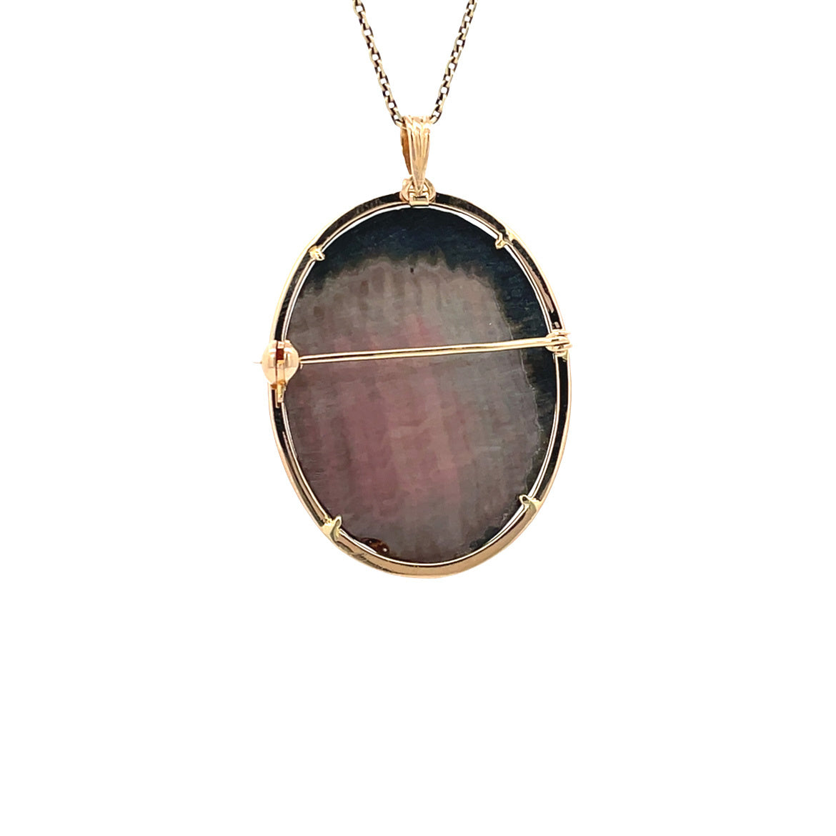 Gold vintage pendant with mother-of-pearl cameo 14 kt