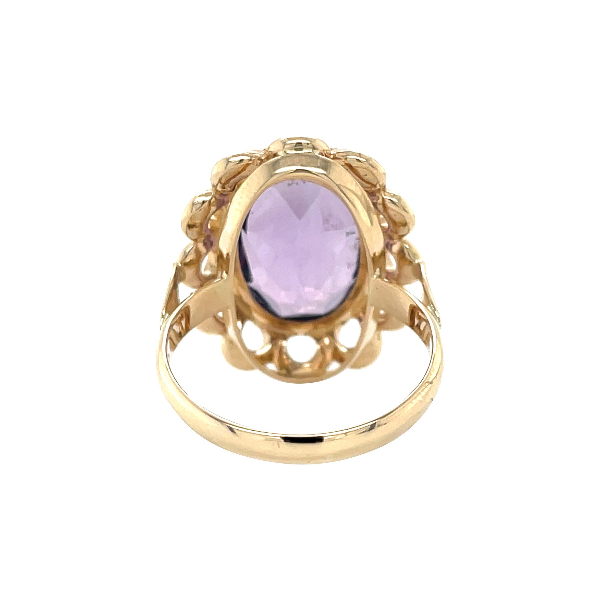 Golden vintage ring with amethyst 14 kt