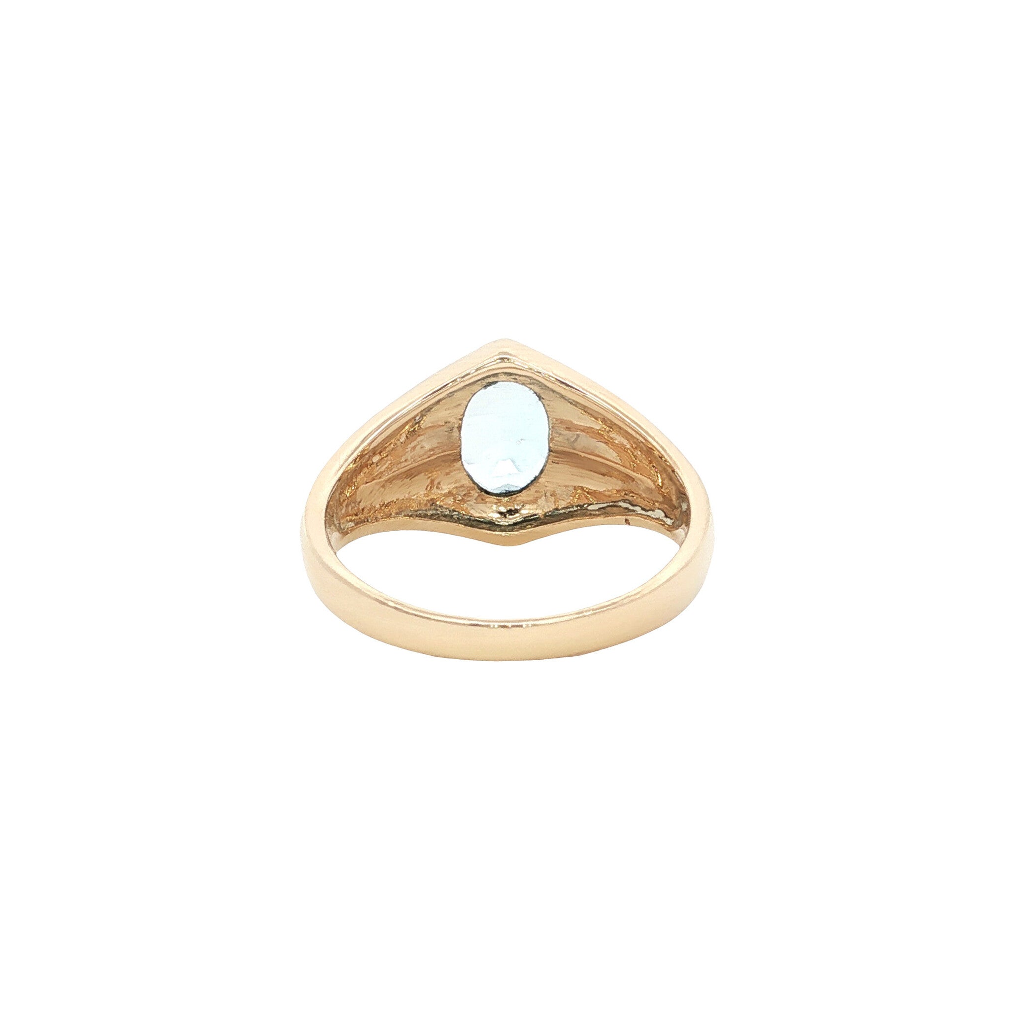 Gouden ring met blauwe topaas 14 kt