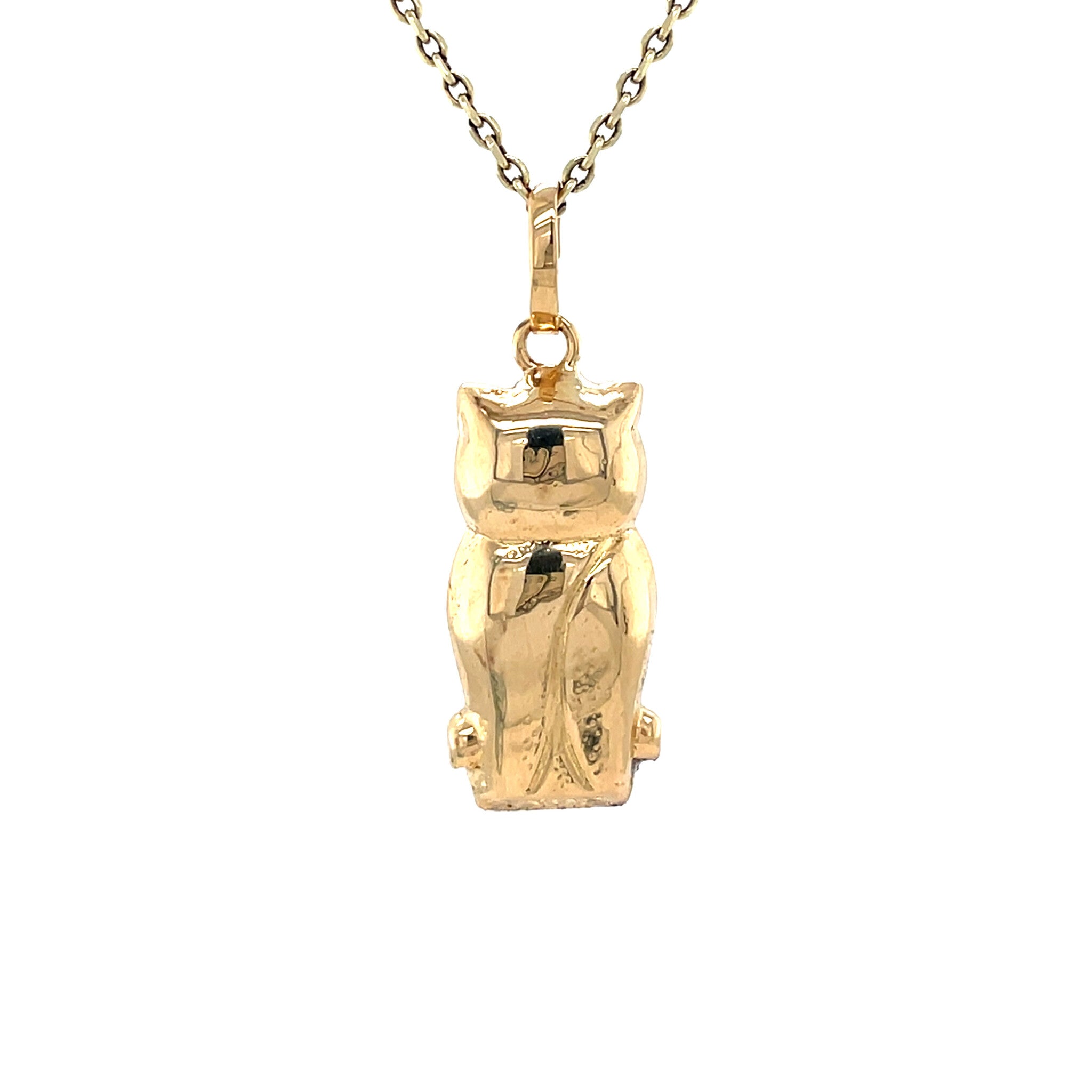 Golden vintage owl pendant 14 carat