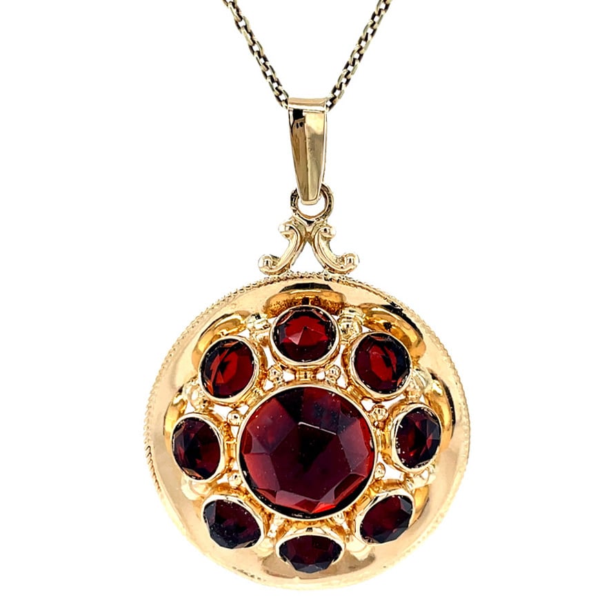 Vintage gold pendant with garnet 14 krt