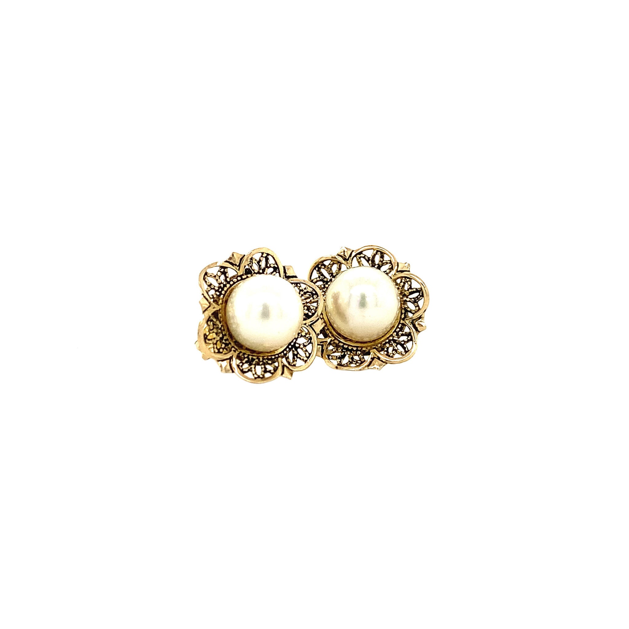 14 kt gold pearl stud earrings