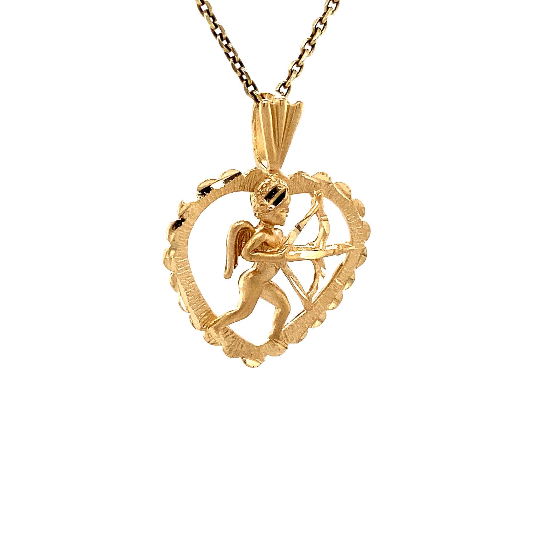 Gouden hart hanger met cupido 14 krt