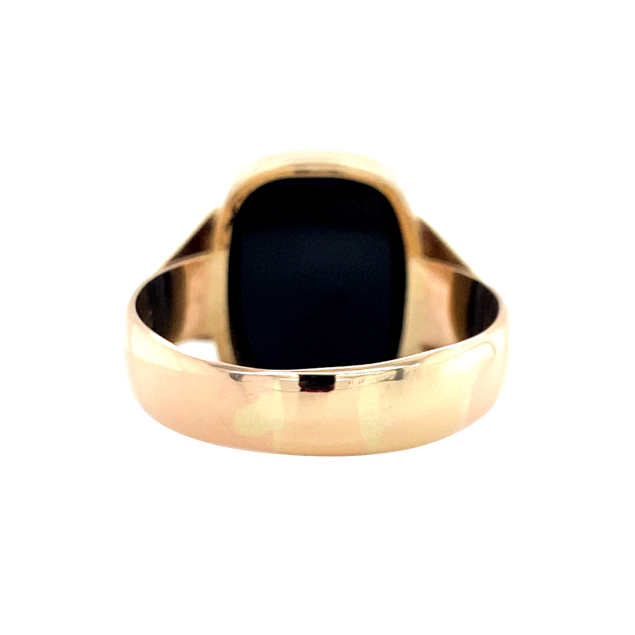 Vintage gold ring with blue low-set stone, 14 kt