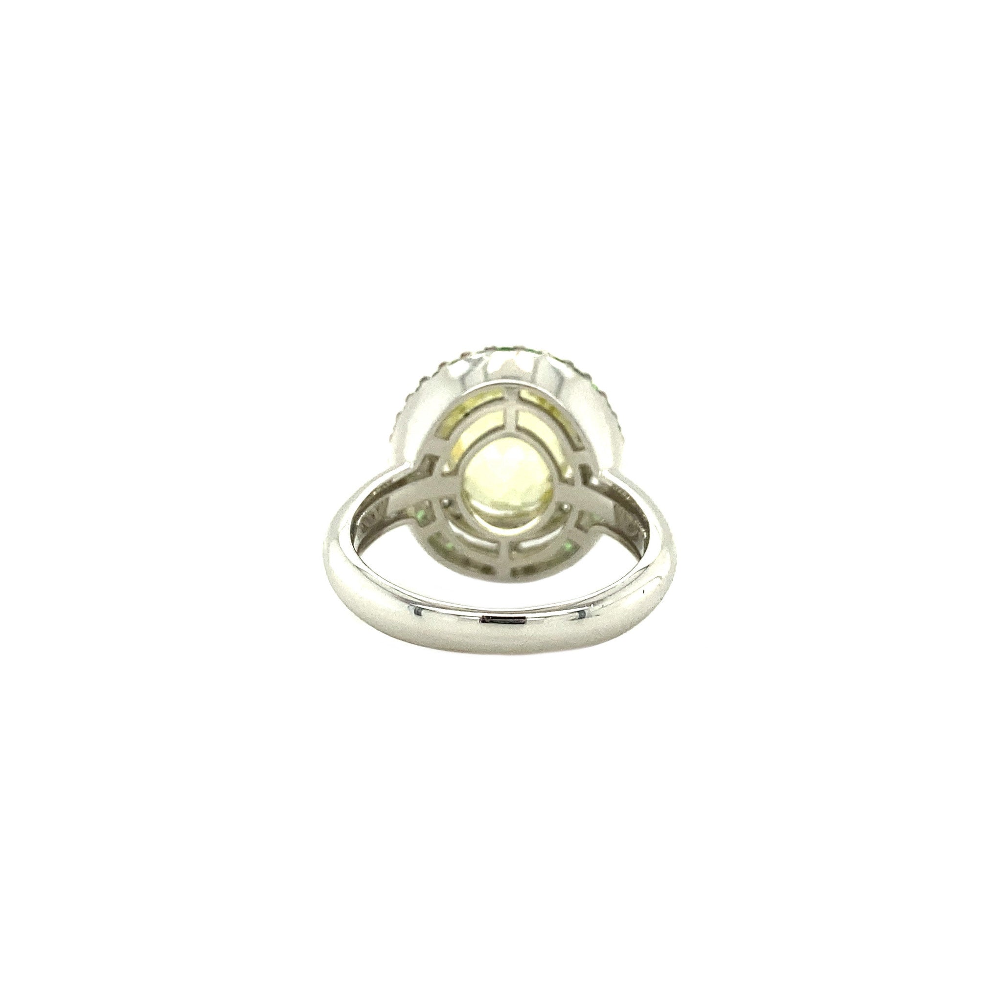 Witgouden ring met citrien en diamant 14 krt