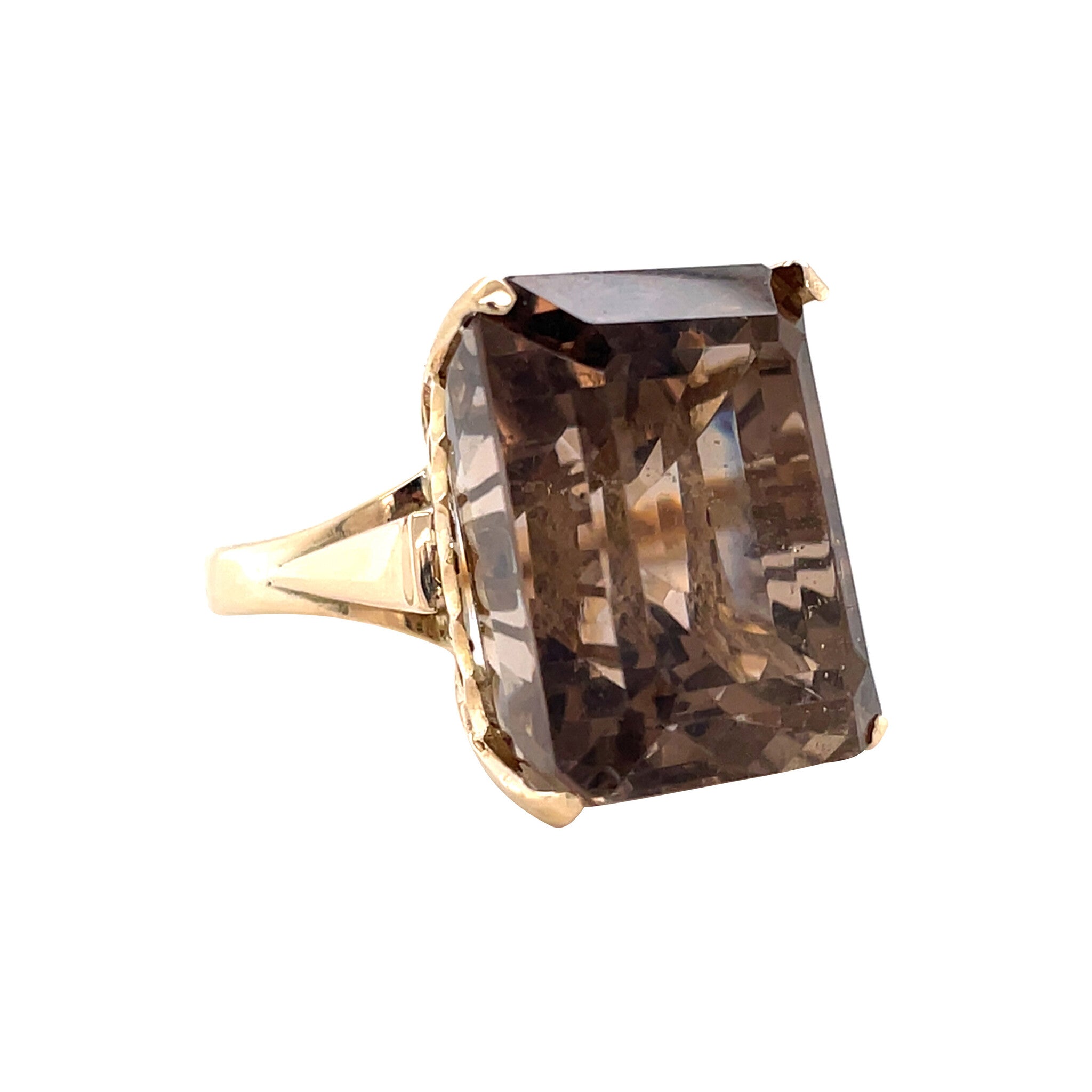 Vintage ring met rookkwarts 10 kt