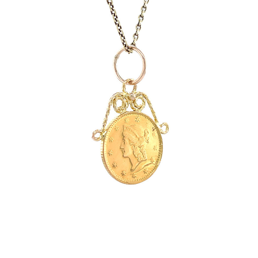 Vintage coin pendant 9 kt