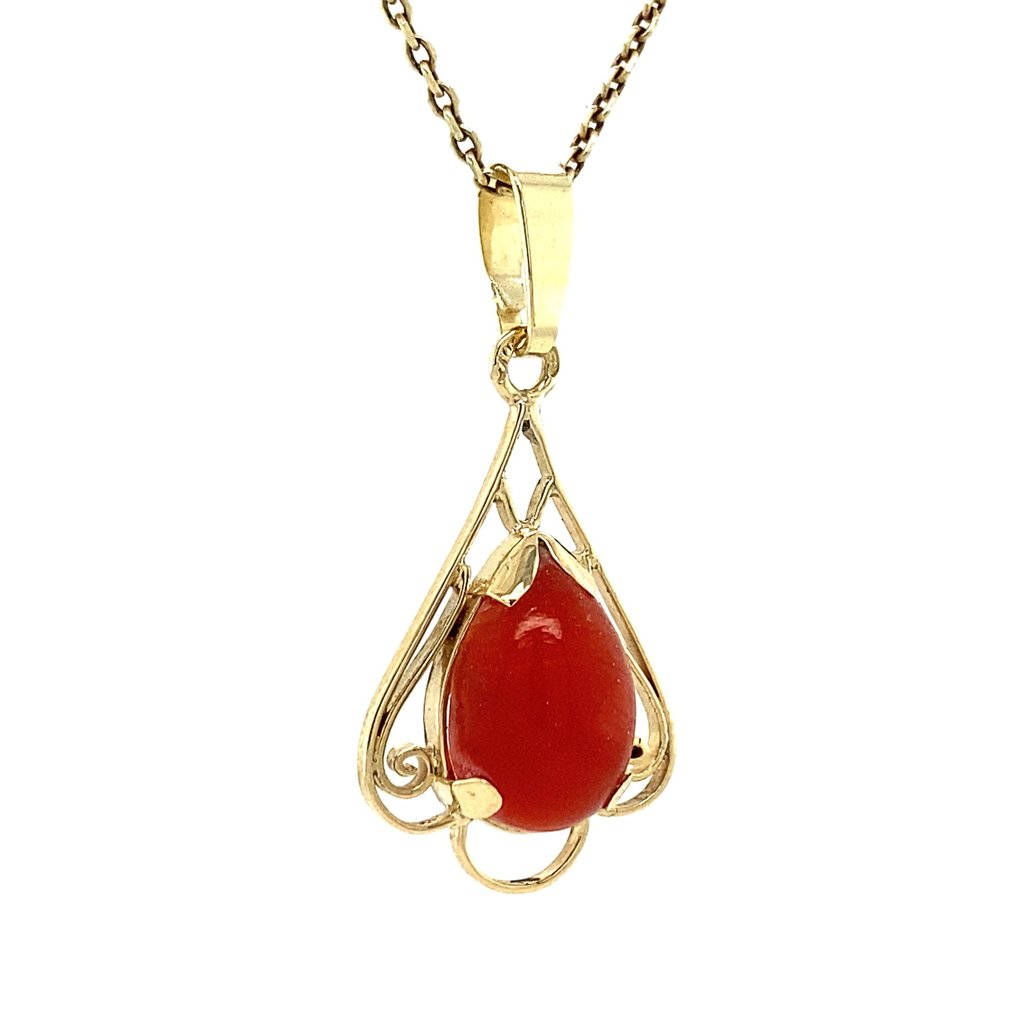 Gouden hanger met koraal 14 krt