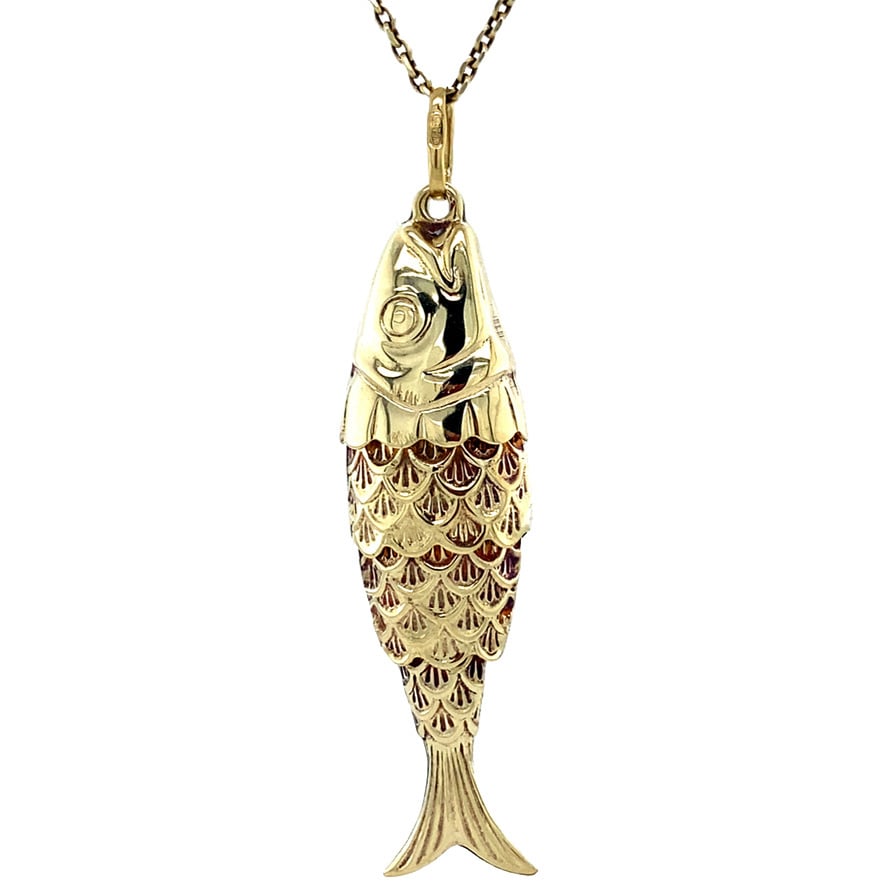Gold fish pendant 14 krt