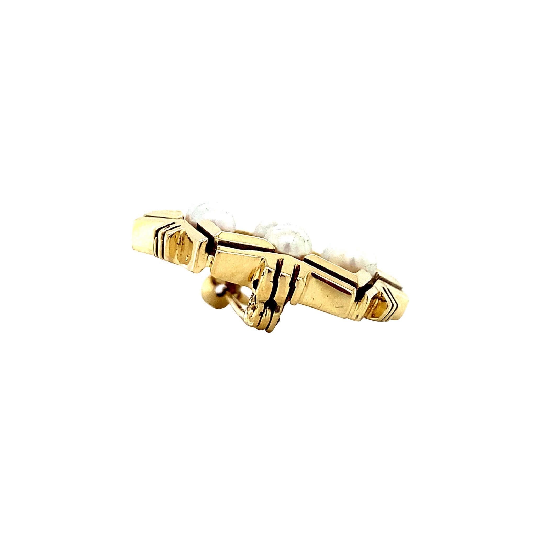 14 kt gold brooch with a pearl