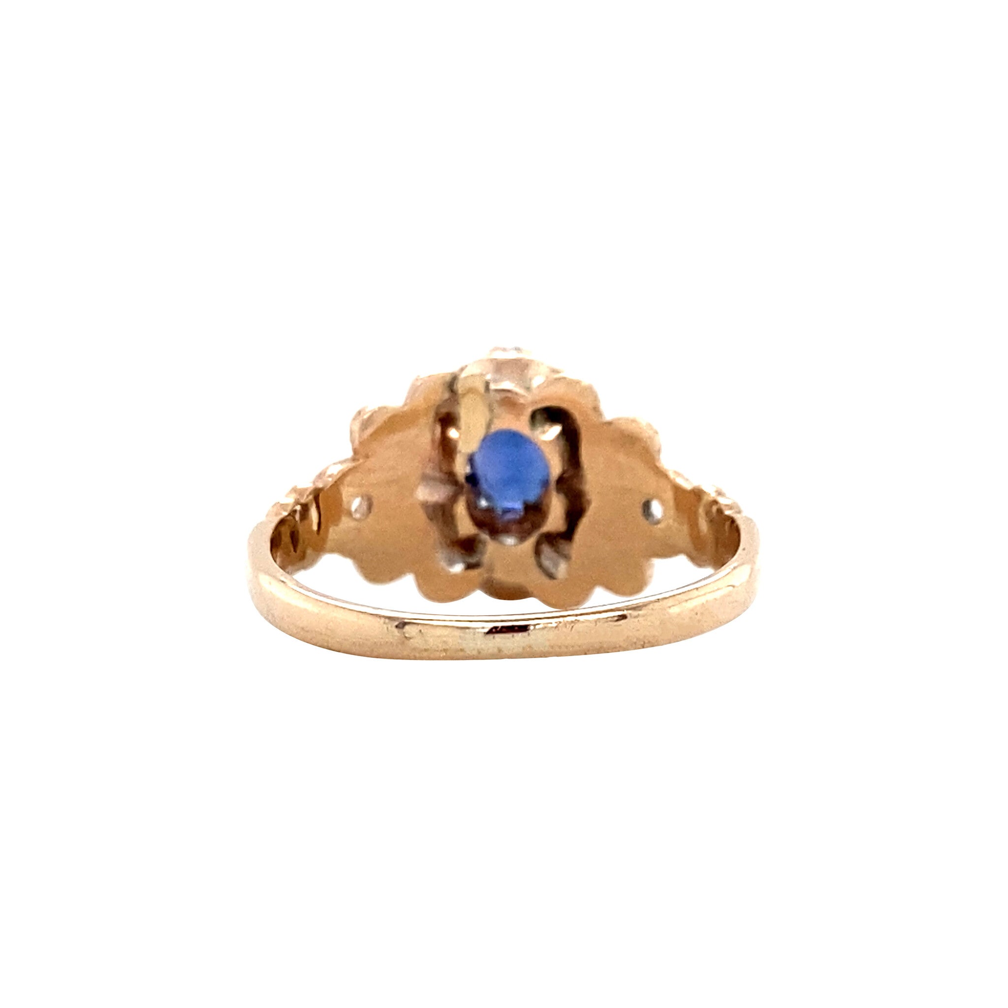 Ring met granaat en glas doublet en roosdiamant 9 krt
