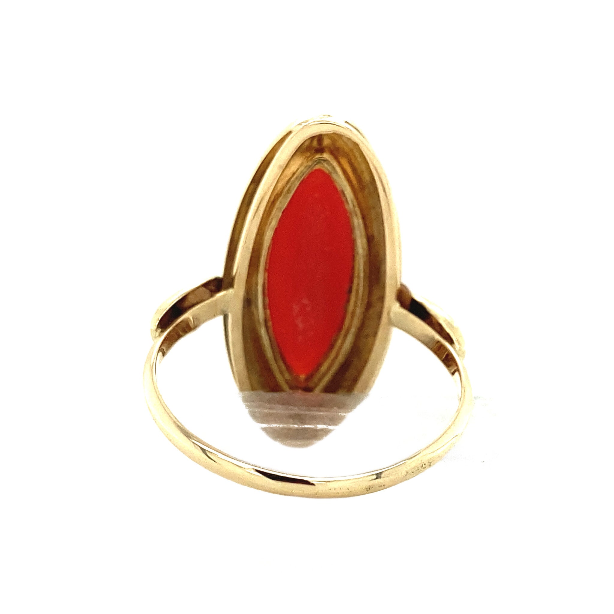 Gouden ring met bloedkoraal 14 krt