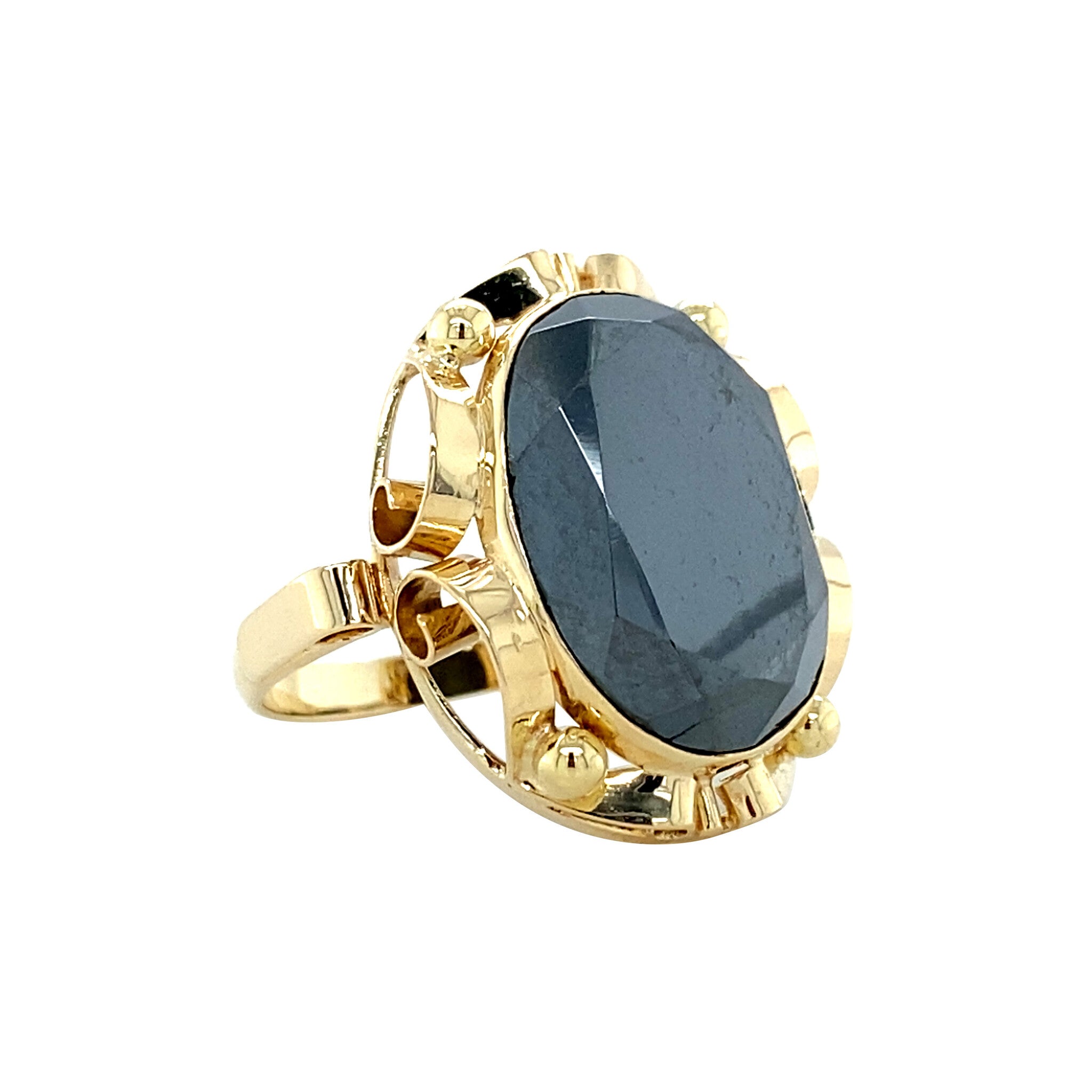 Gold ring with hematite 14 kt