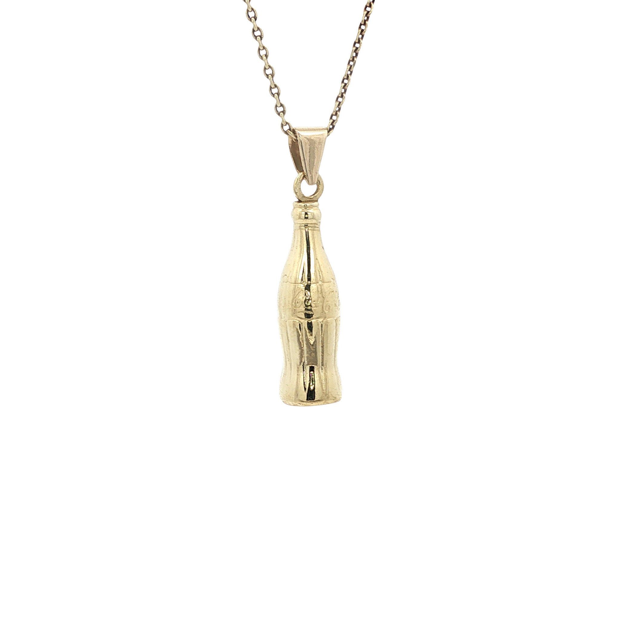 Golden vintage Coca Cola bottle pendant 14 kt