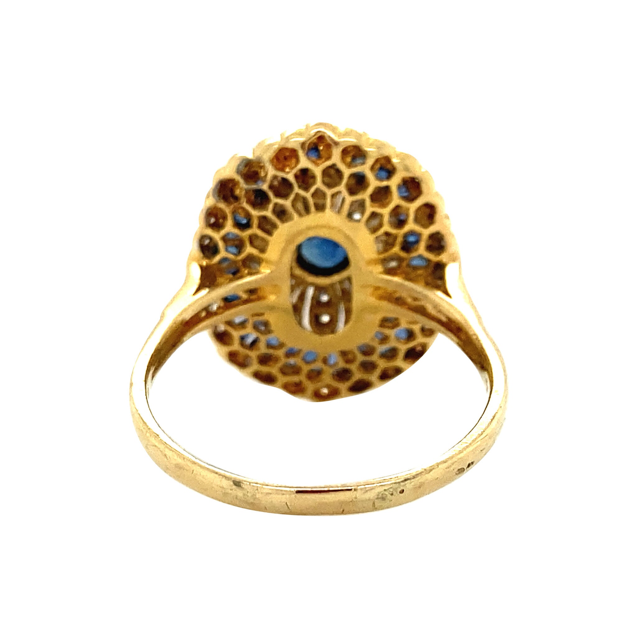 Gouden ring met saffier en diamant 18 krt