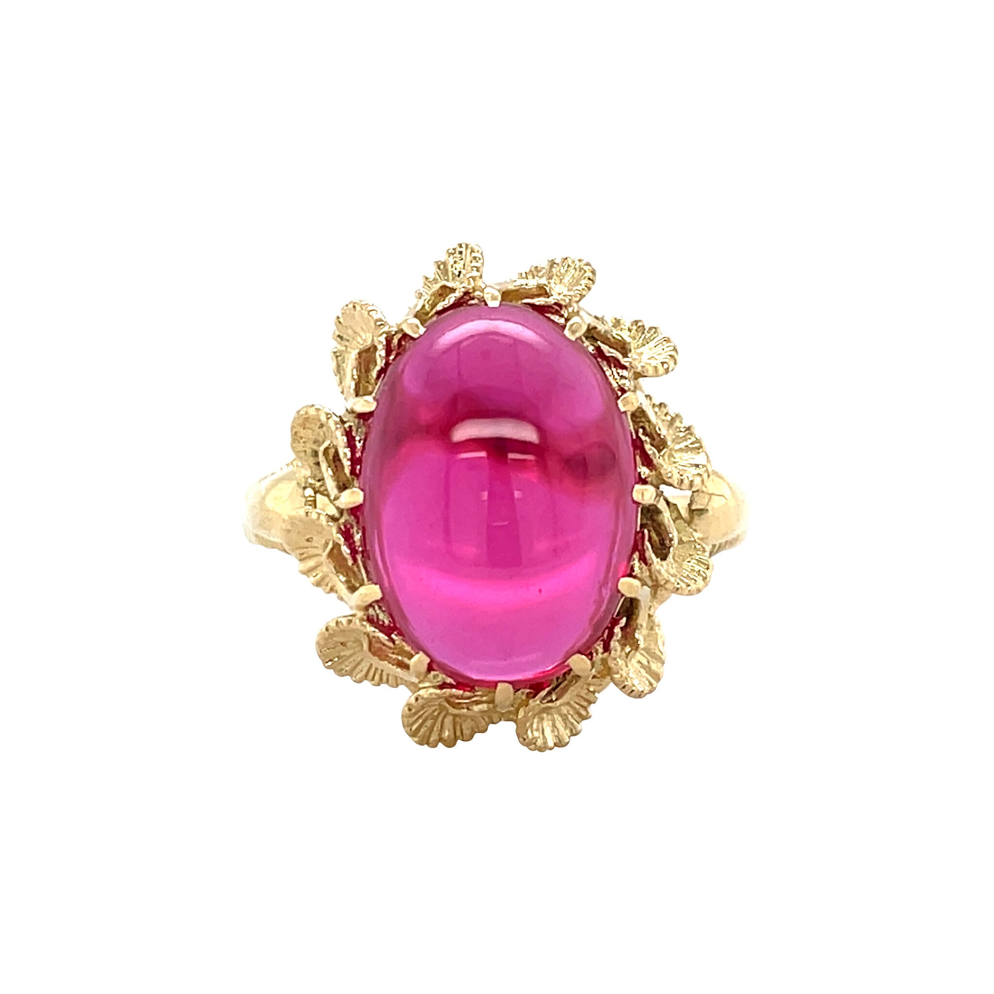Golden vintage ring with ruby 14 kt