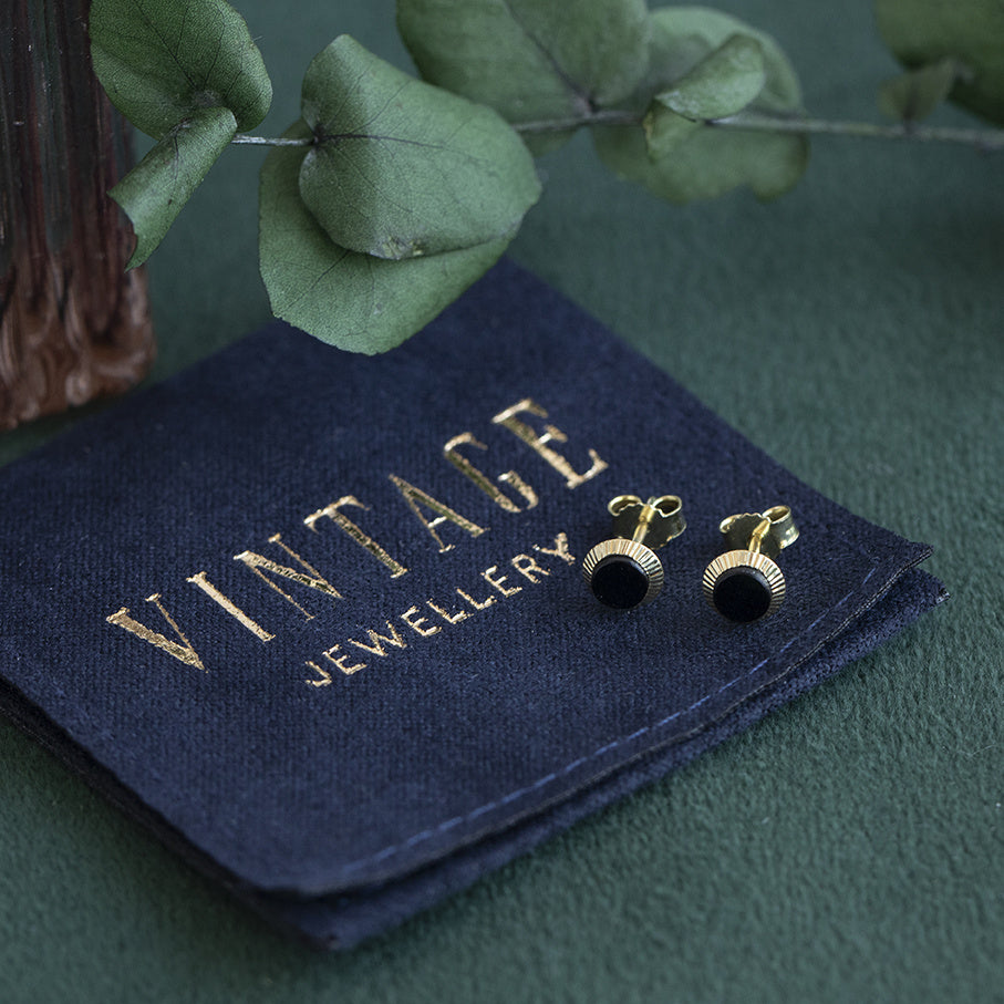 Golden vintage ball stud earrings 14 kt