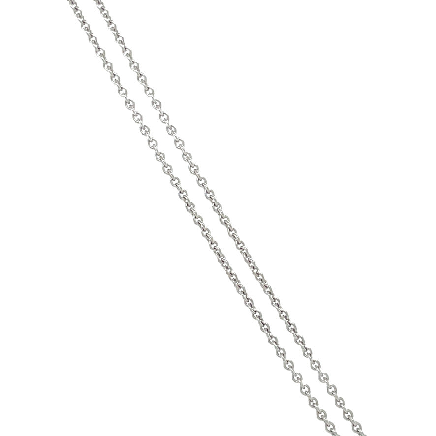 Silver vintage necklace with white gold pendant with diamond 14 kt/925