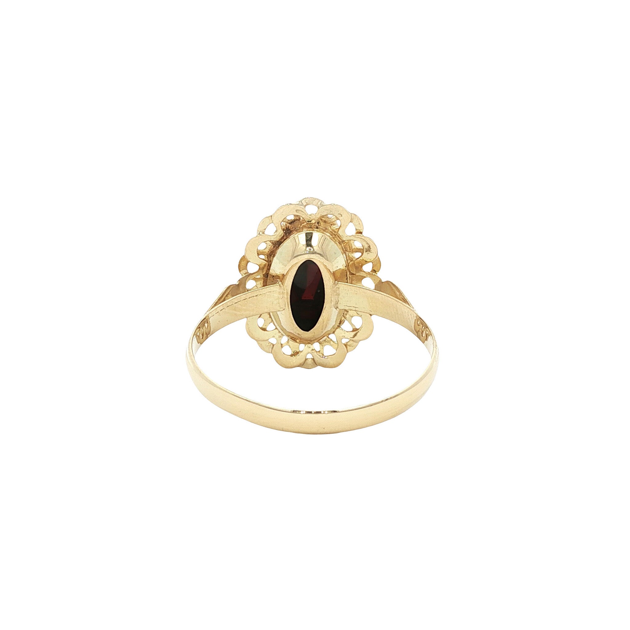 Gouden ring met granaat 14 kt