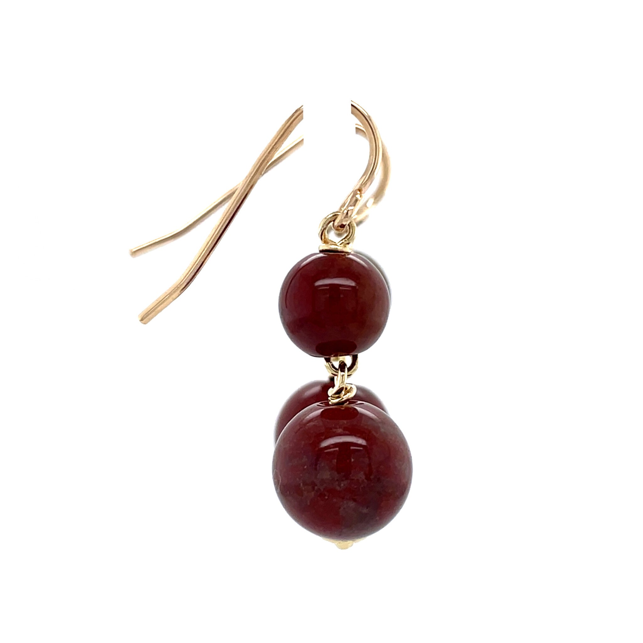 Gouden vintage oorhangers met chalcedoon 14 krt