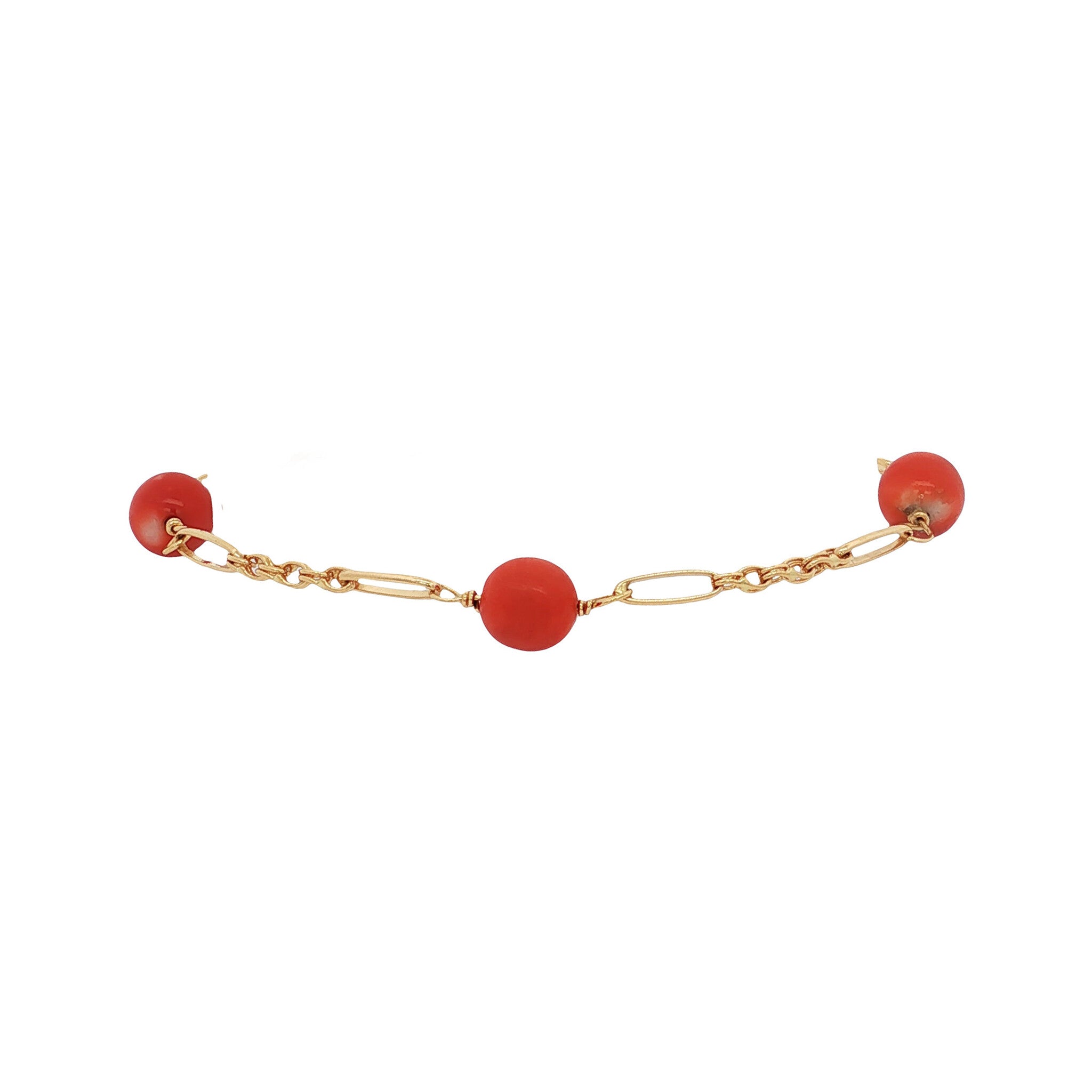 Gouden vintage armband met bloedkoraal 14 kt