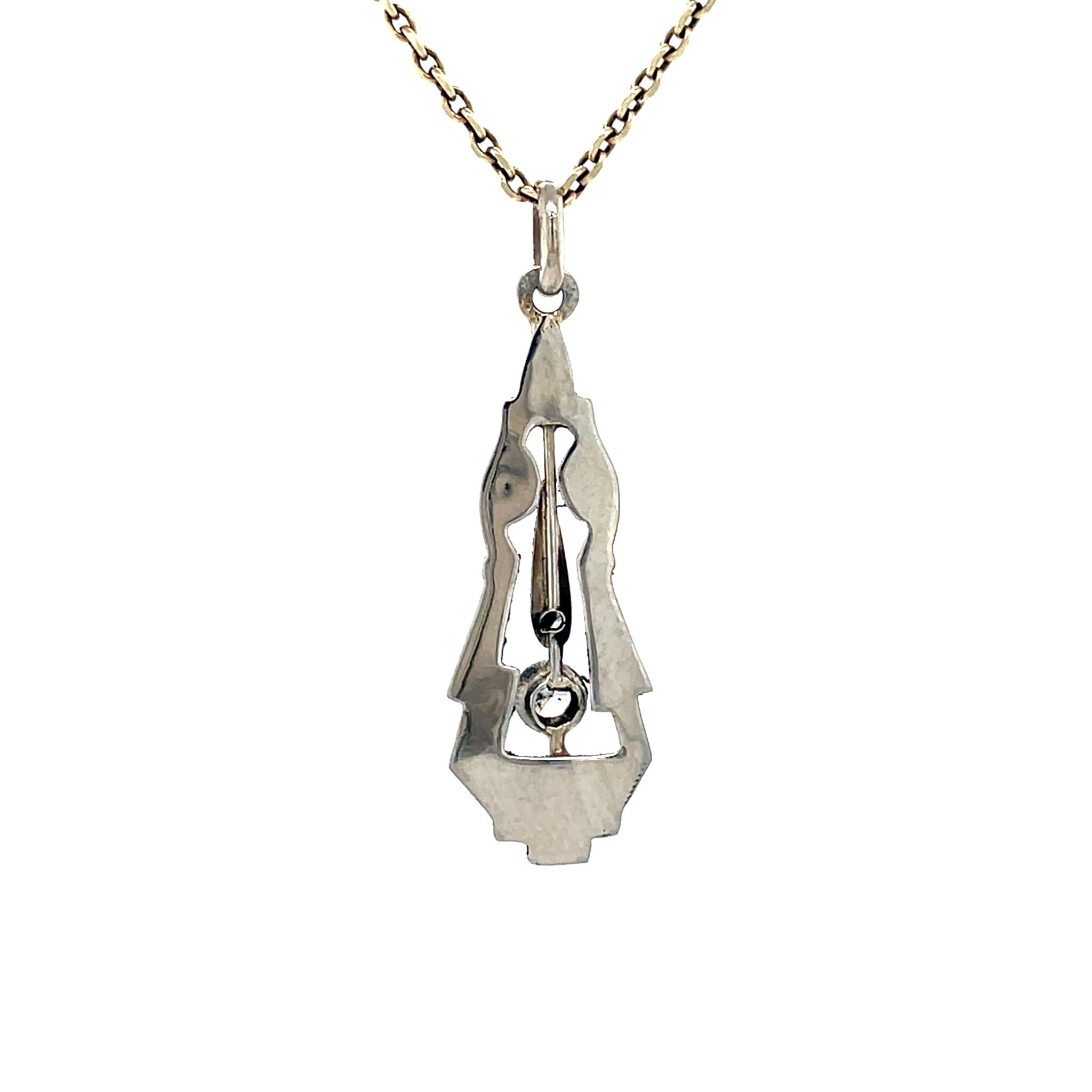 White gold vintage pendant with diamond 14 kt