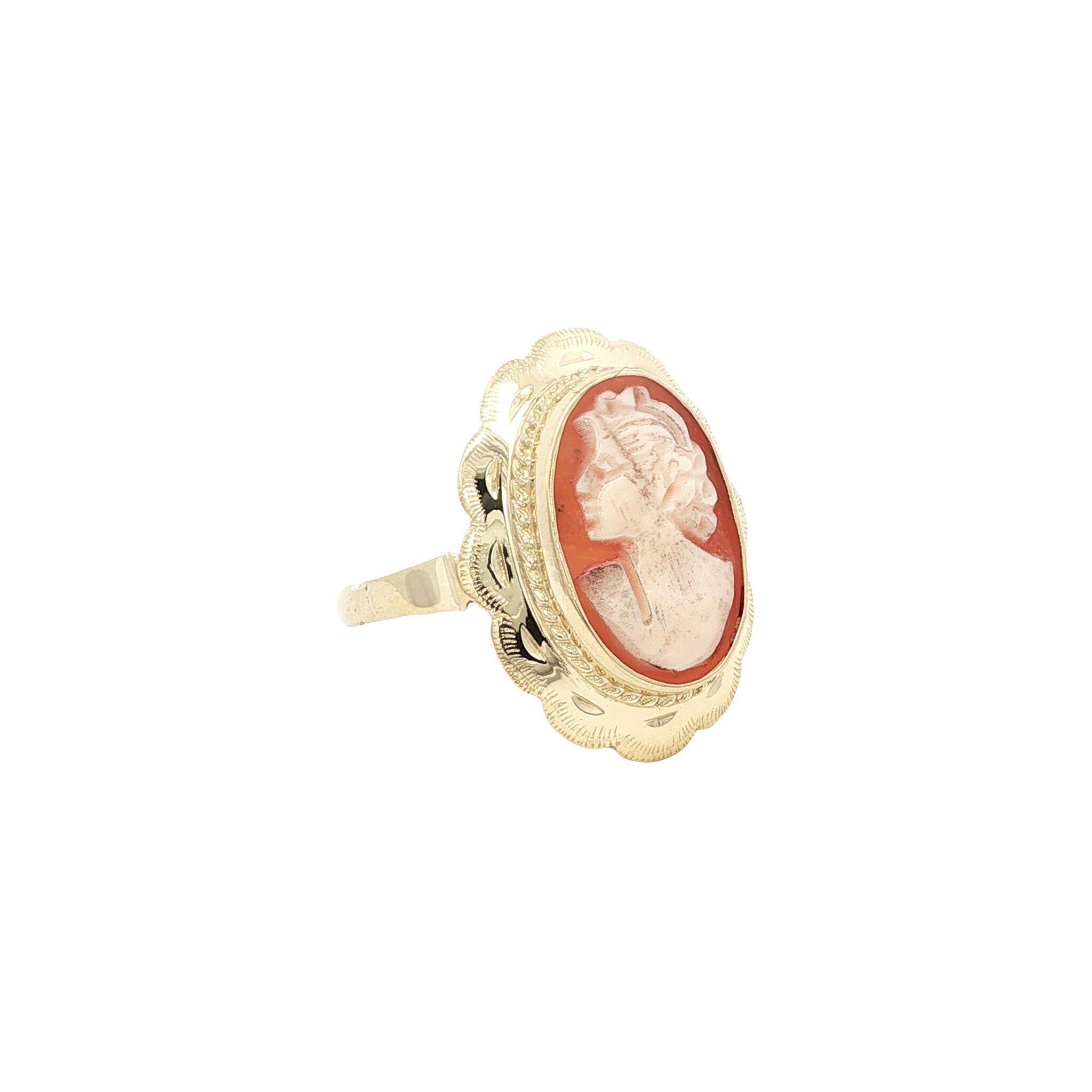 Gouden vintage ring met camee 14 kt