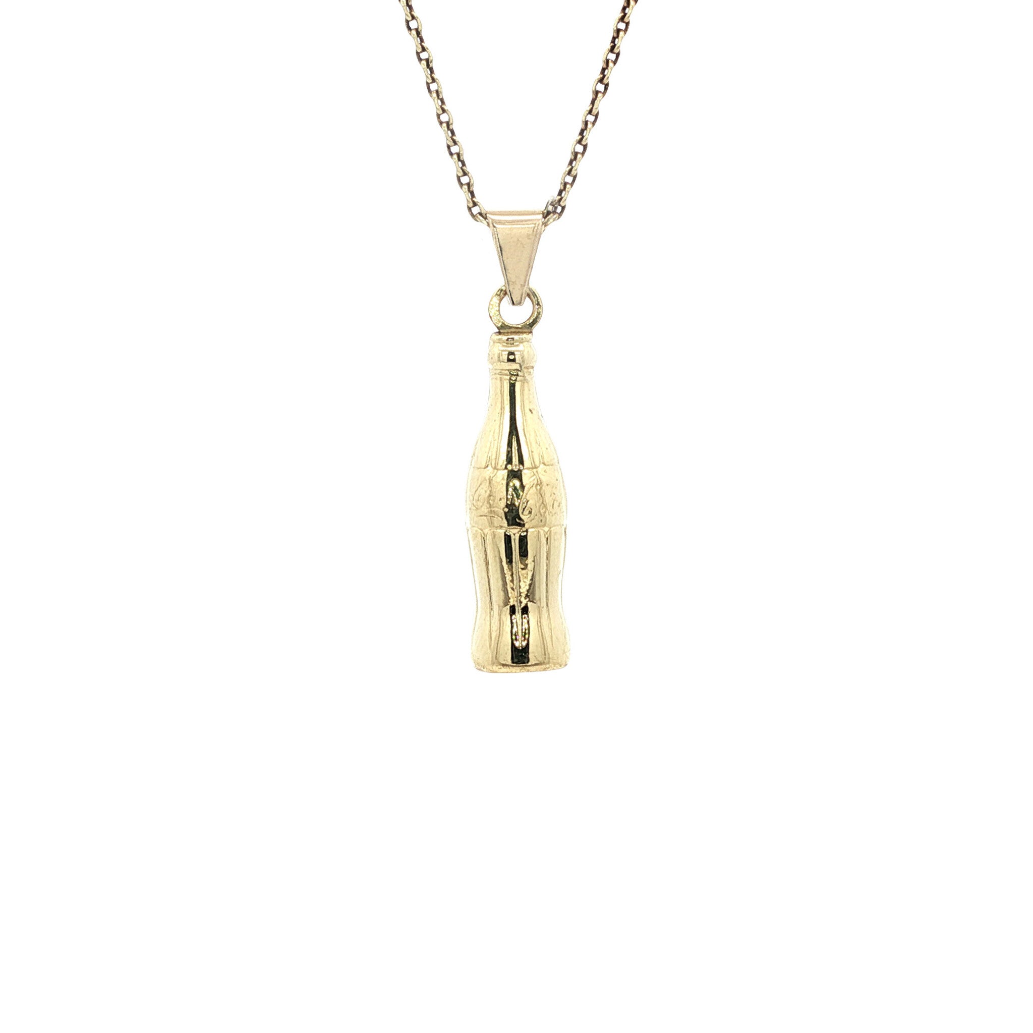 Golden vintage Coca Cola bottle pendant 14 kt