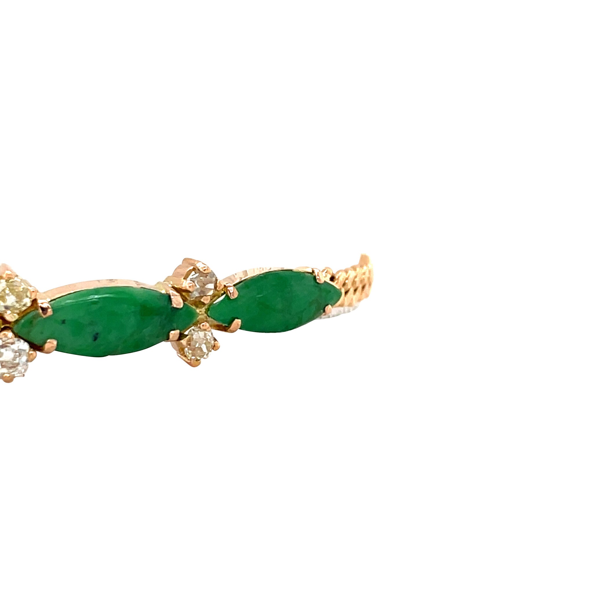 Gouden vintage armband met jade en diamant 20 kt