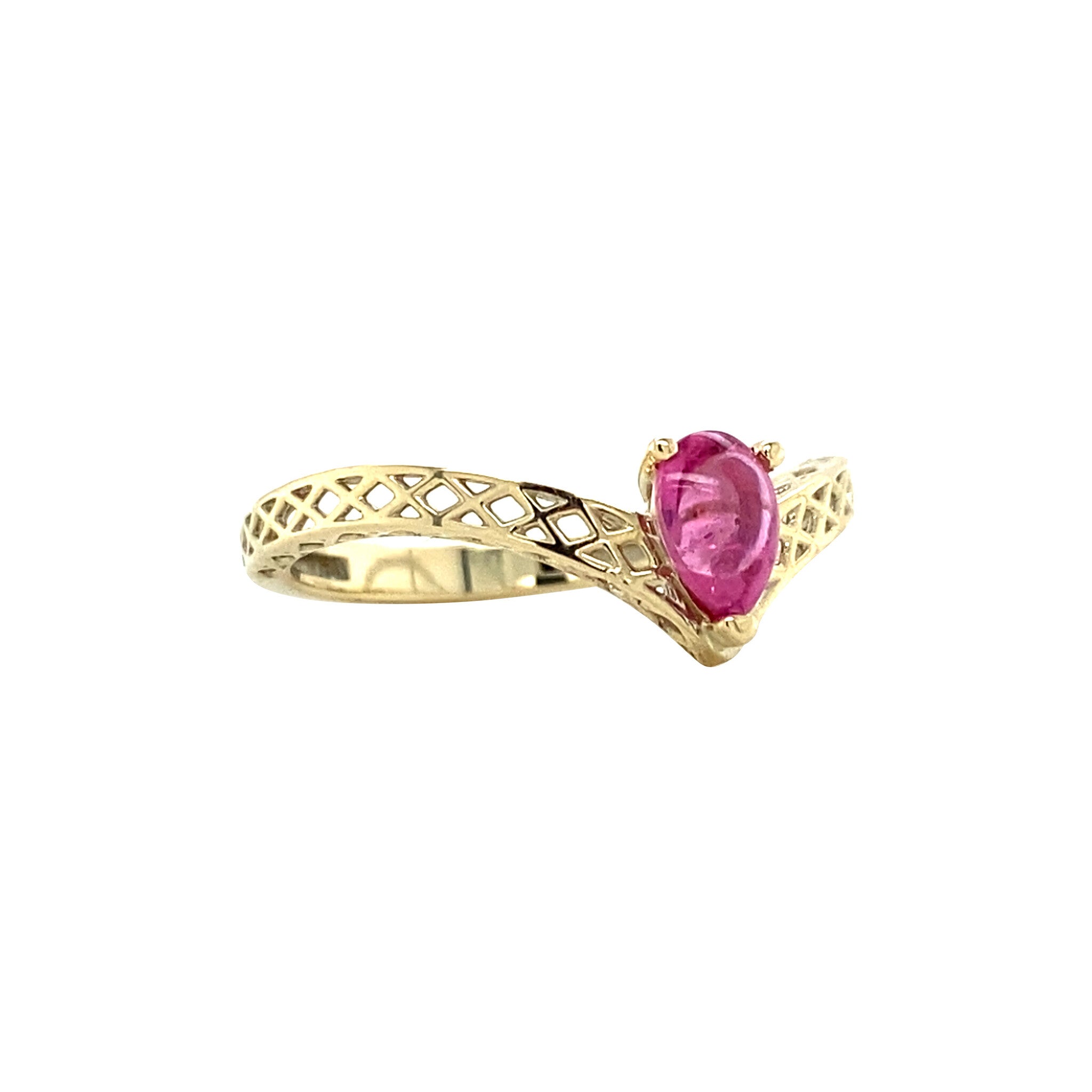 Gouden vintage ring met toermalijn 14 krt
