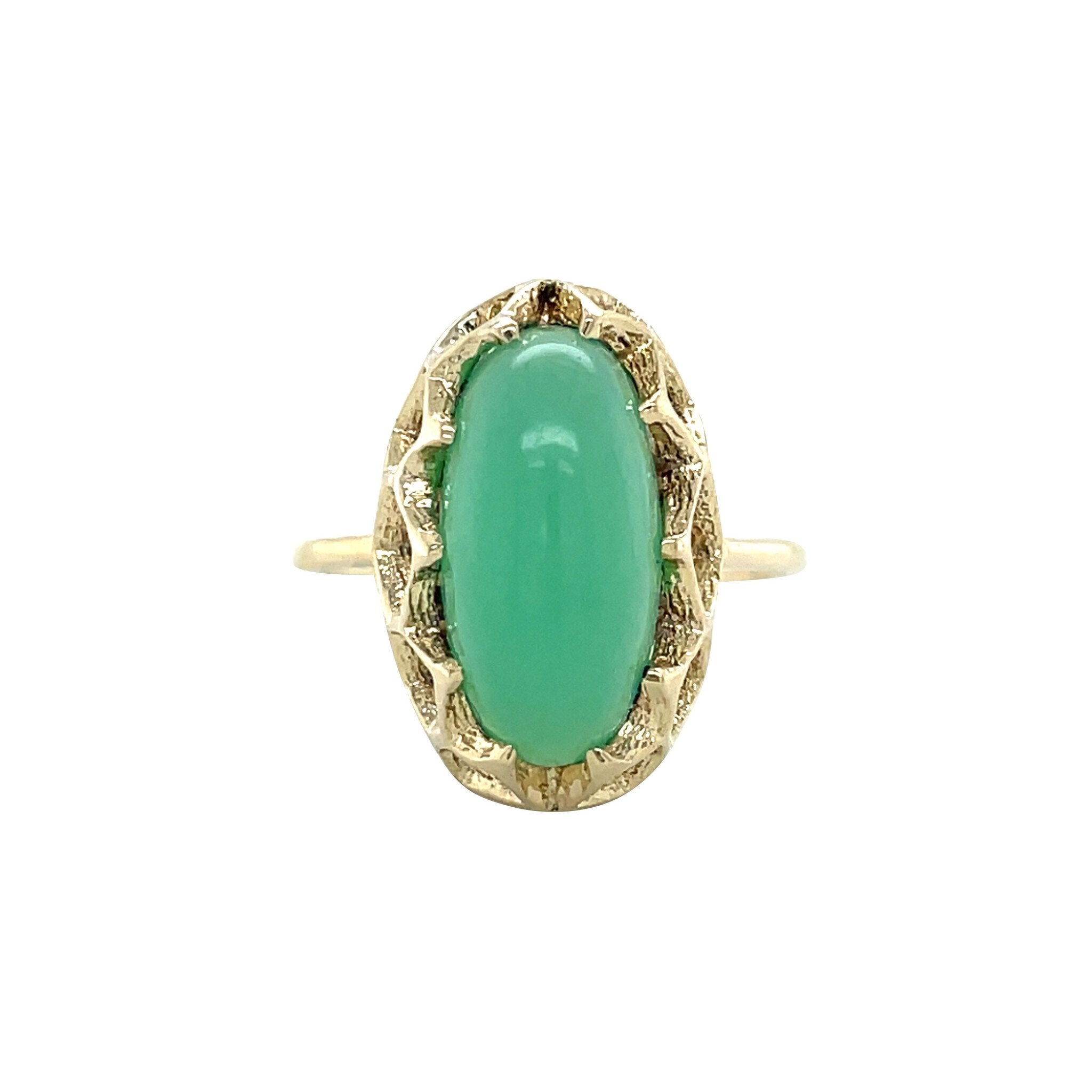 14 kt vintage gold ring with chrysoprase