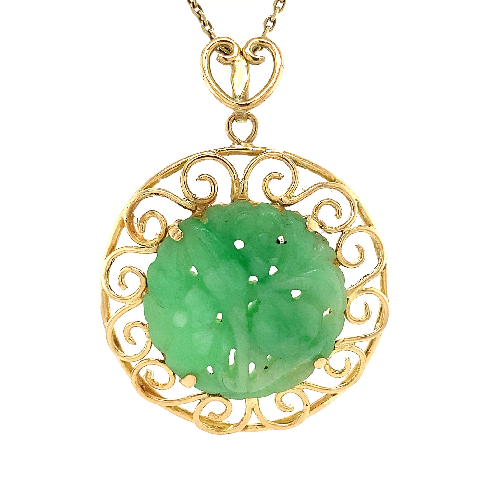 Gouden hanger met jade 14 krt