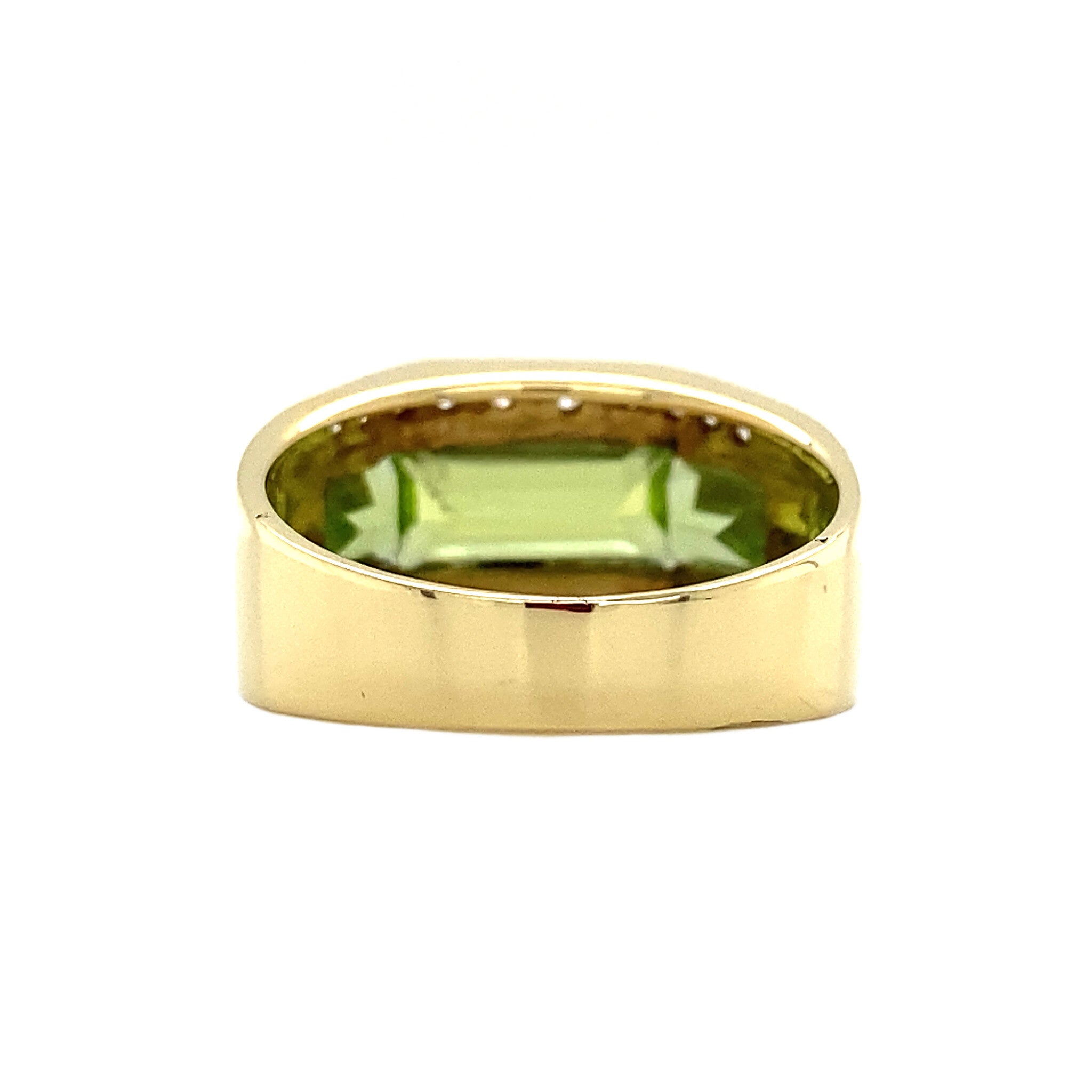 18 kt gold ring with peridot and diamond