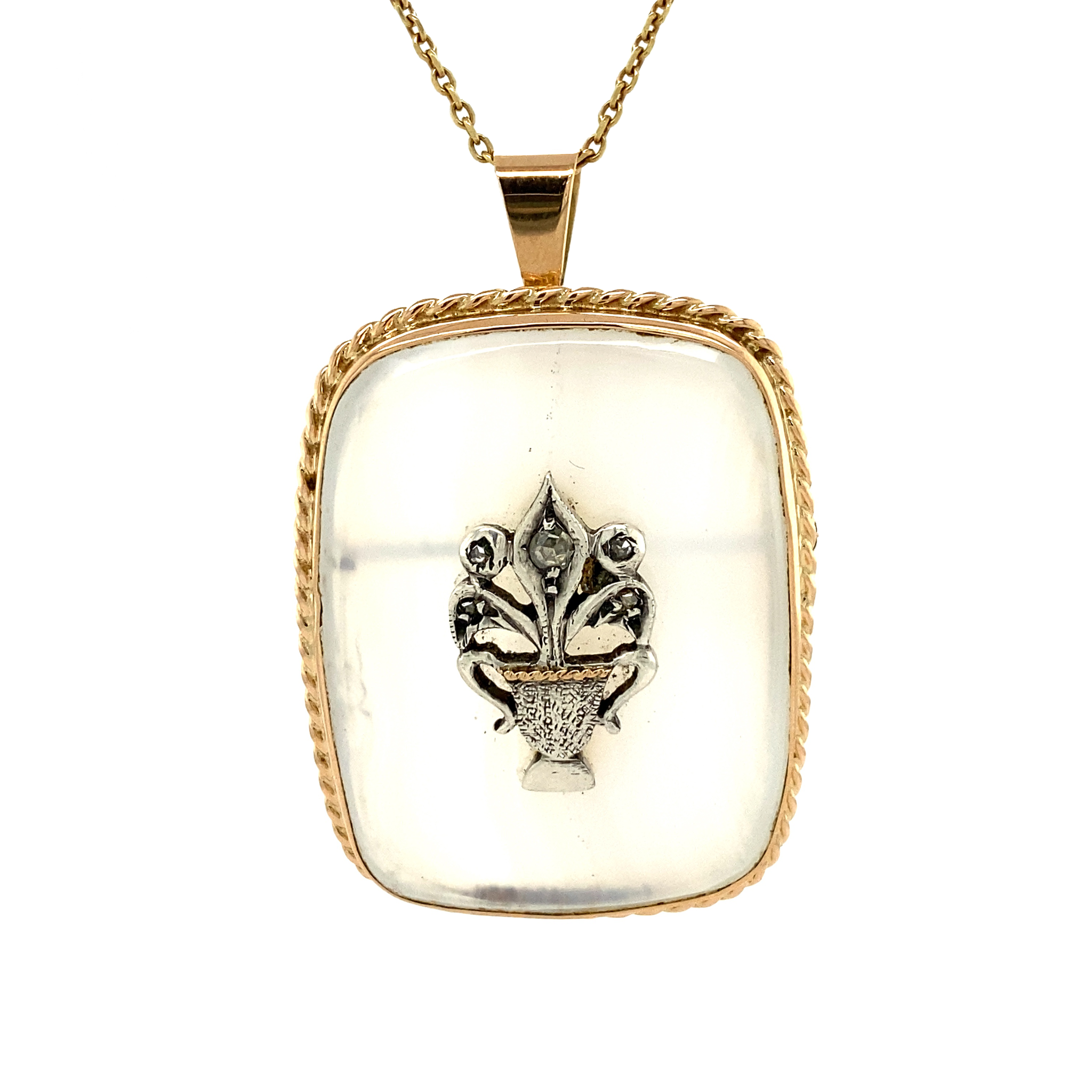 Gouden hanger met agaat en diamant 14 krt/925