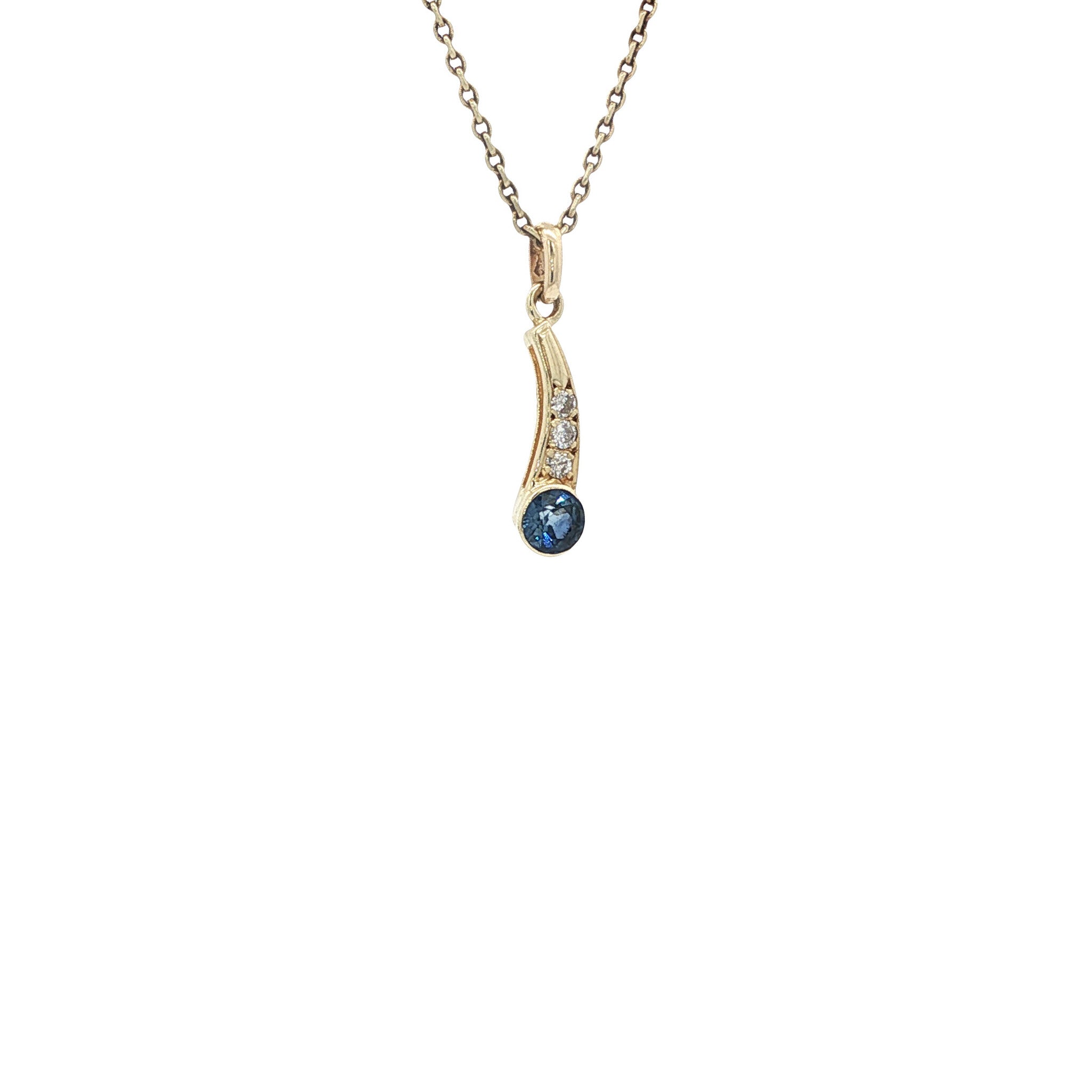 Vintage hanger met topaas en diamant 8 kt