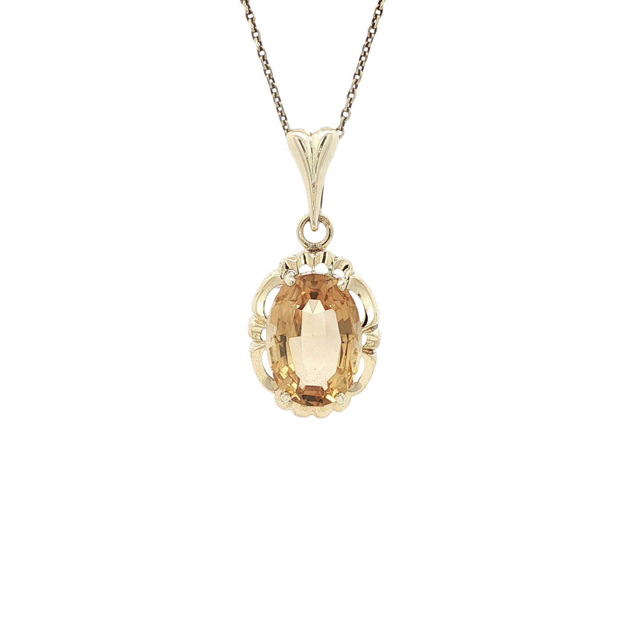 Golden vintage pendant with citrine 14 kt