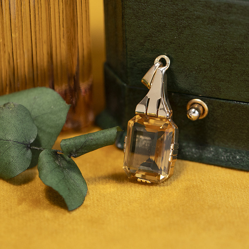 Gold vintage pendant with citrine 14 kt