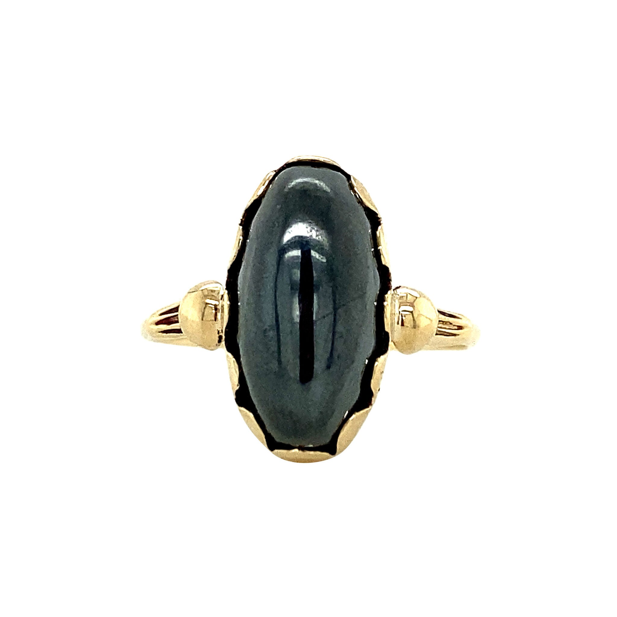 14 kt gold ring with hematite