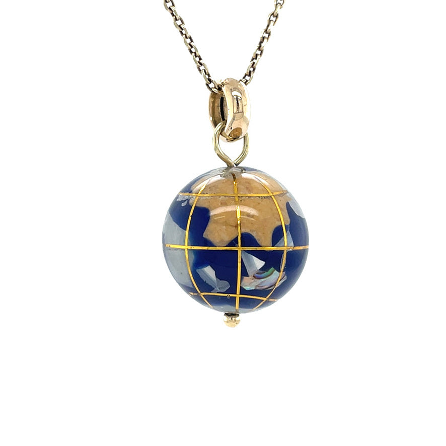 Gouden vintage wereldbol hanger 14 krt