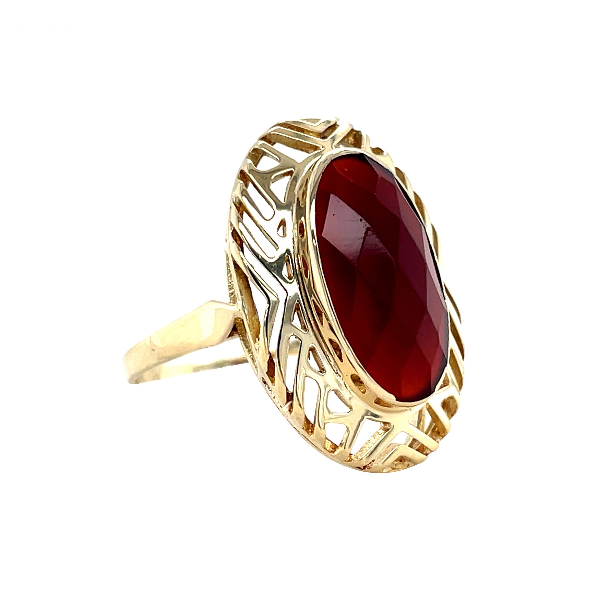 Gouden vintage ring met carneool 14 krt