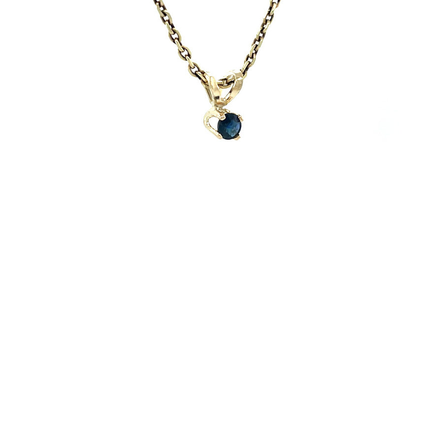 Gouden vintage solitair hanger met saffier 14 kt