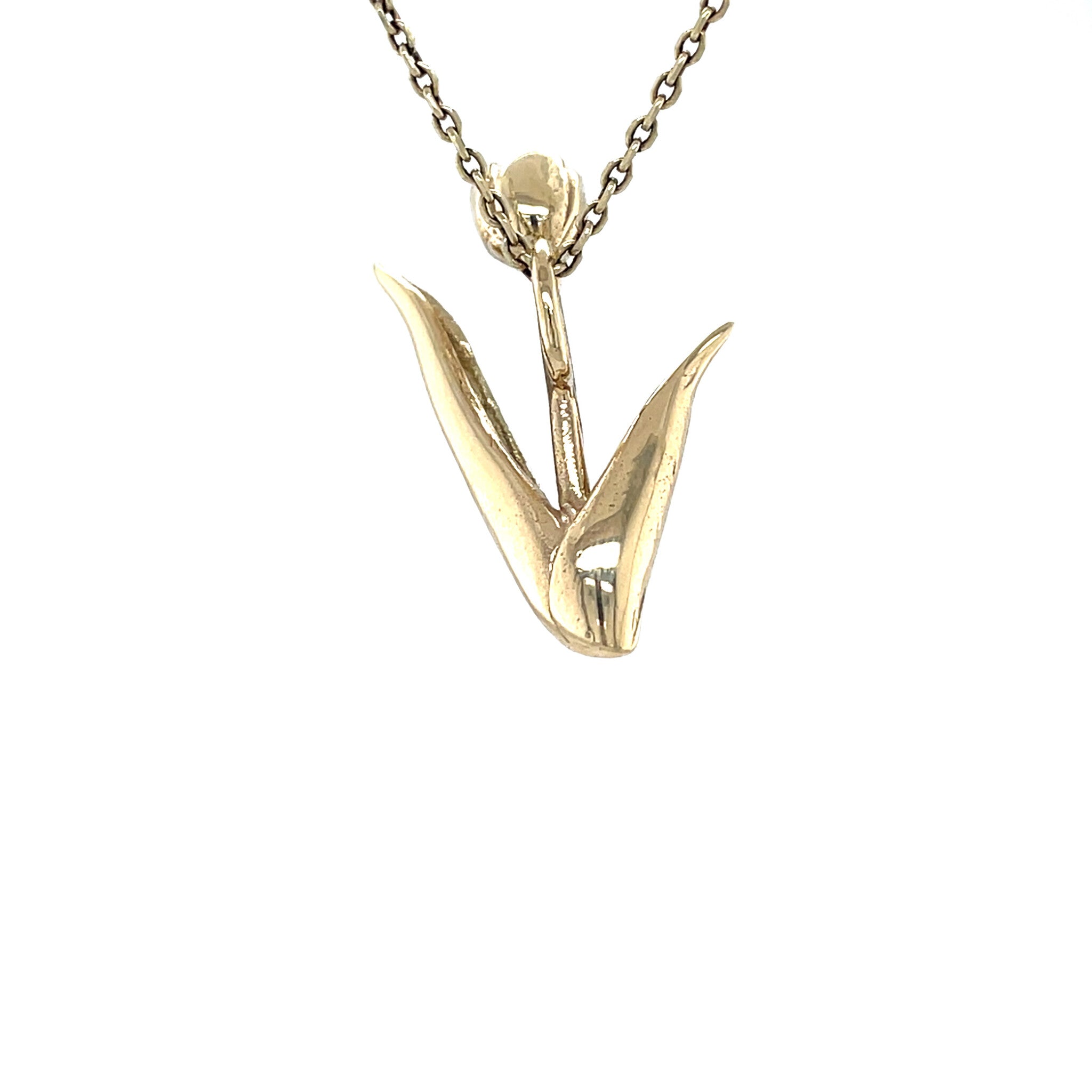 Golden vintage tulip pendant 14 kt