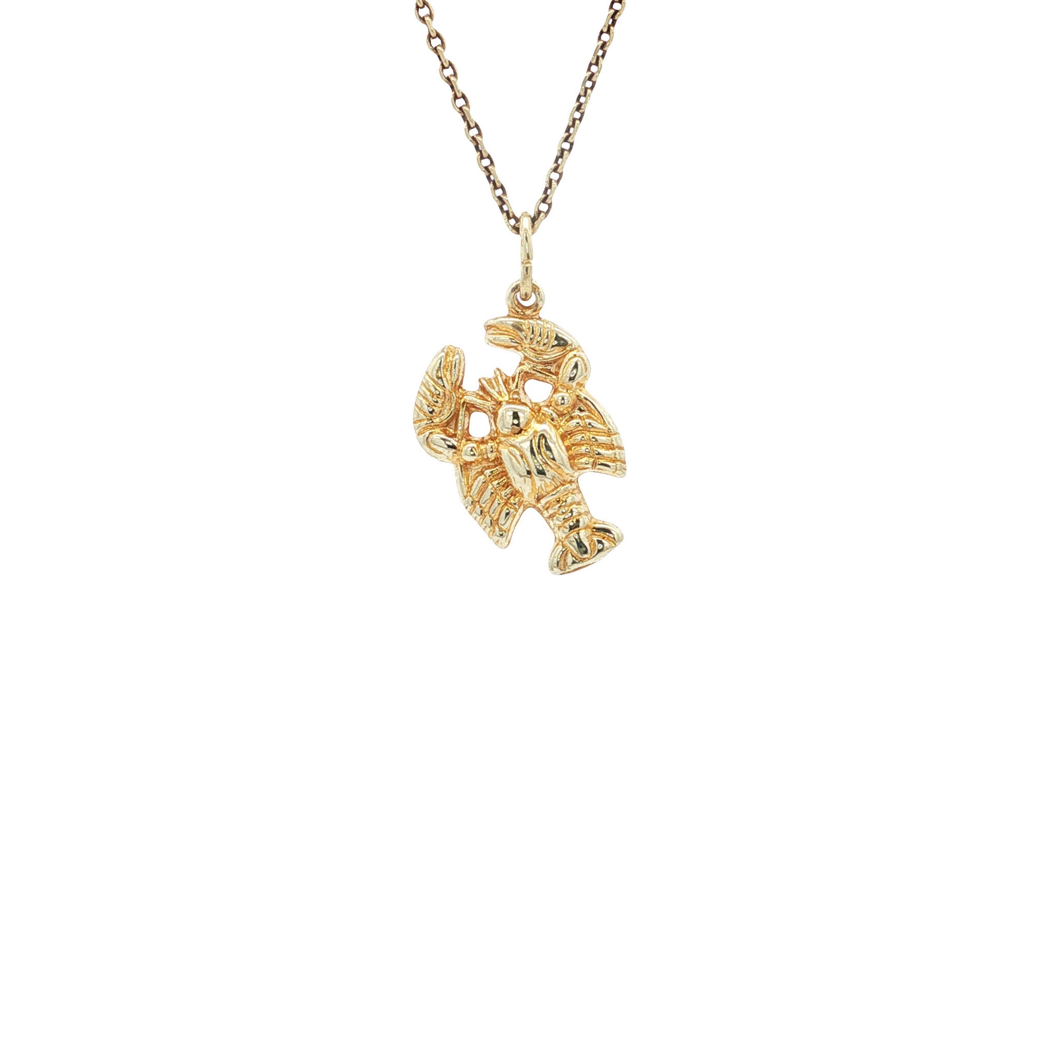 Golden vintage lobster pendant 14 kt
